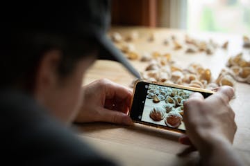 Rachael Cornelius McLeod, owner of Cornelius Pasta Co., made pasta and created an Instagram story at the kitchen inside her home in Lauderdale, Minn.,