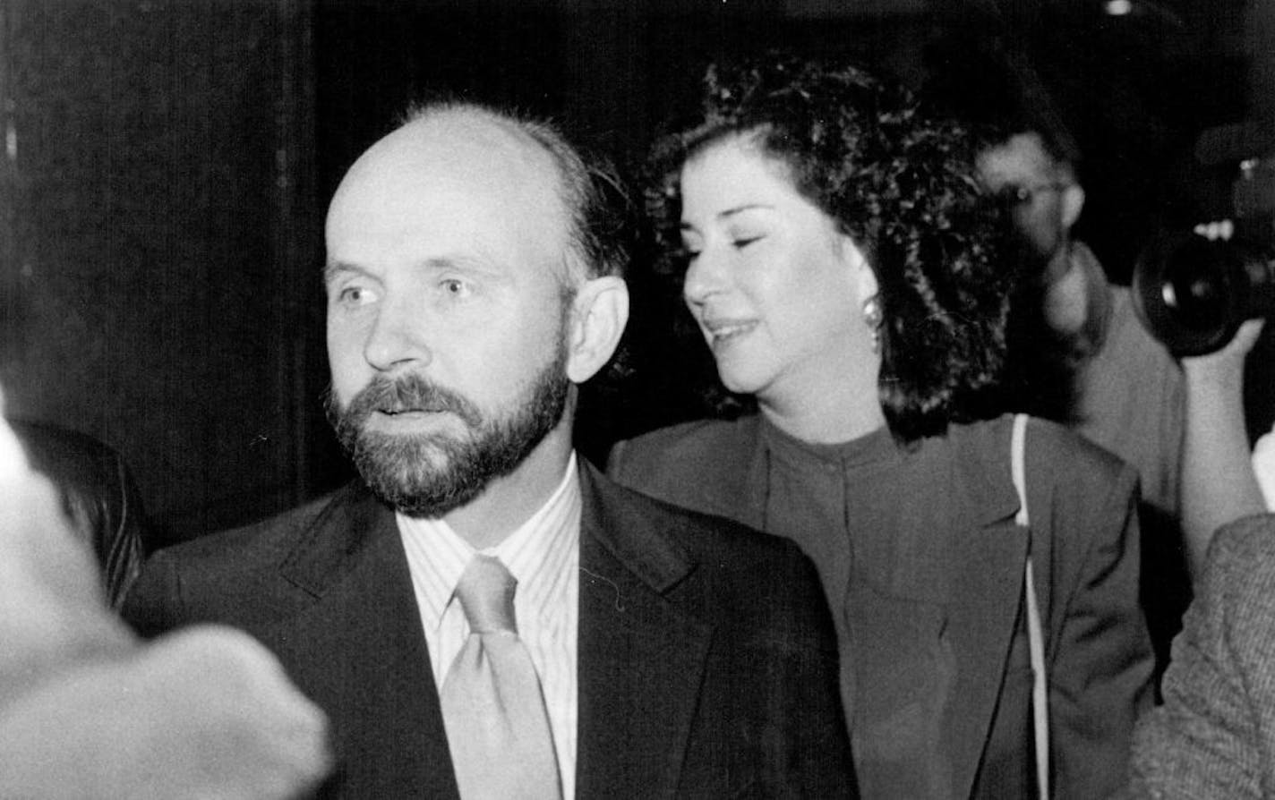 John Clark Donahue arrived for sentencing on Oct. 2, 1984, at the Hennepin County Government Center. With him was Mary Winchell, an instructor and stage manager at Children's Theatre.