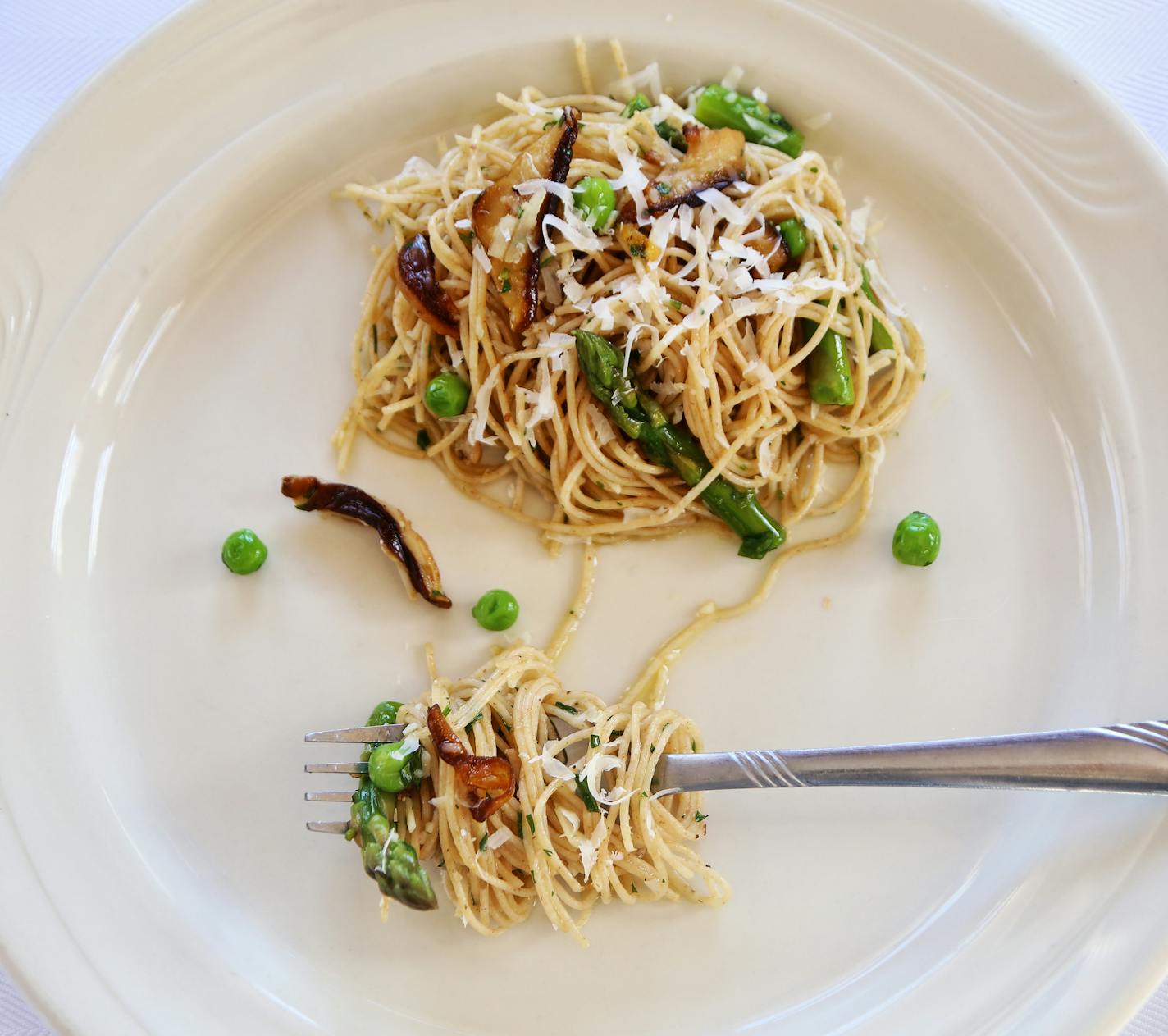 Springtime Pasta With Asparagus and Shiitakes.