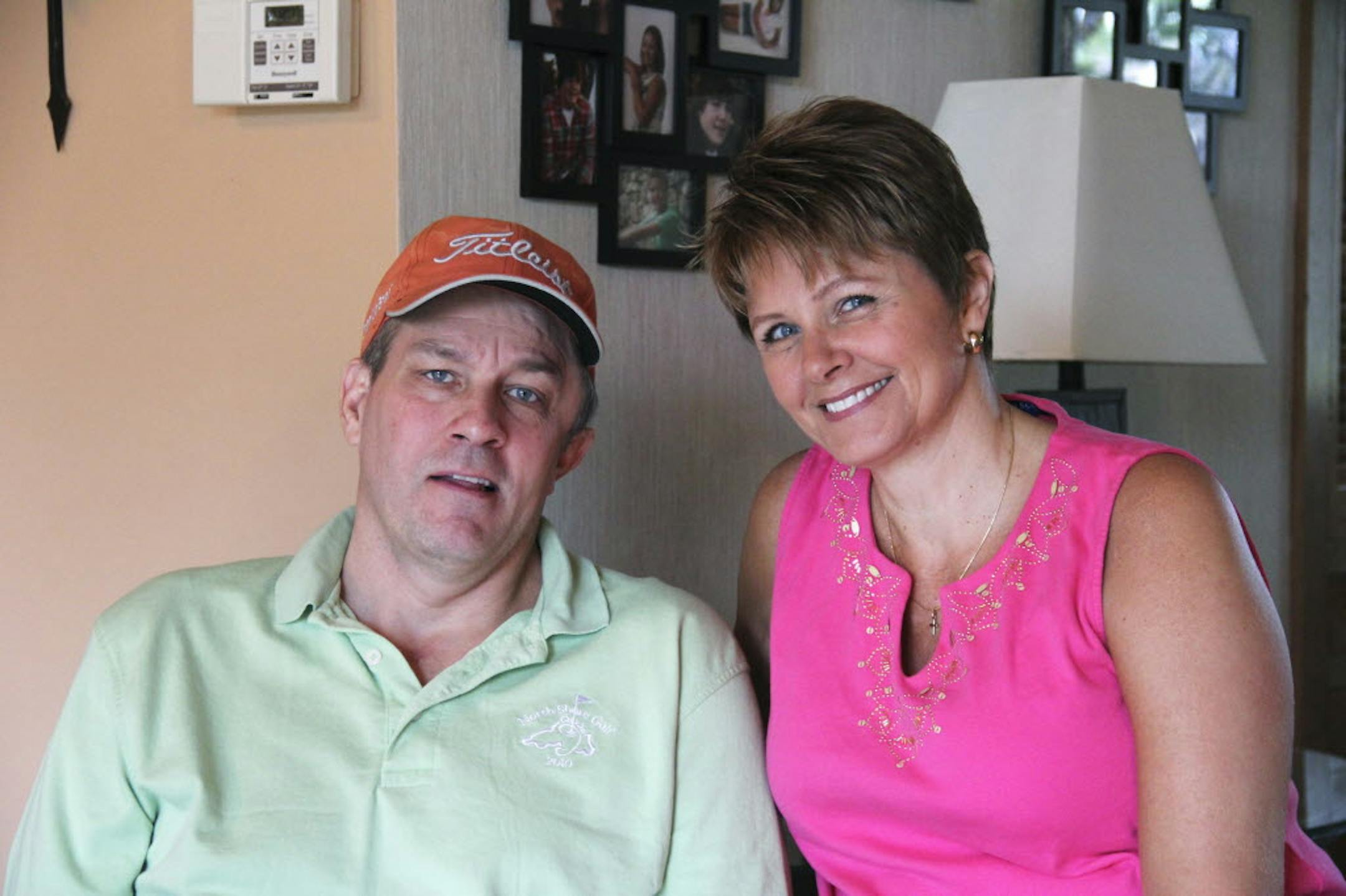 Bob and Lisa Sturtz in their home on Ridge Road in Albert Lea, Minn. Bob suffered a stroke in March while camping in the remote Boundary Waters Canoe Area.