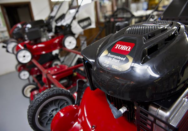 Toro lawn mowers sit on display at Diller-Rod Inc. in Princeton, Illinois, U.S., on Tuesday, April 24, 2012. The U.S. Census Bureau will release a rep