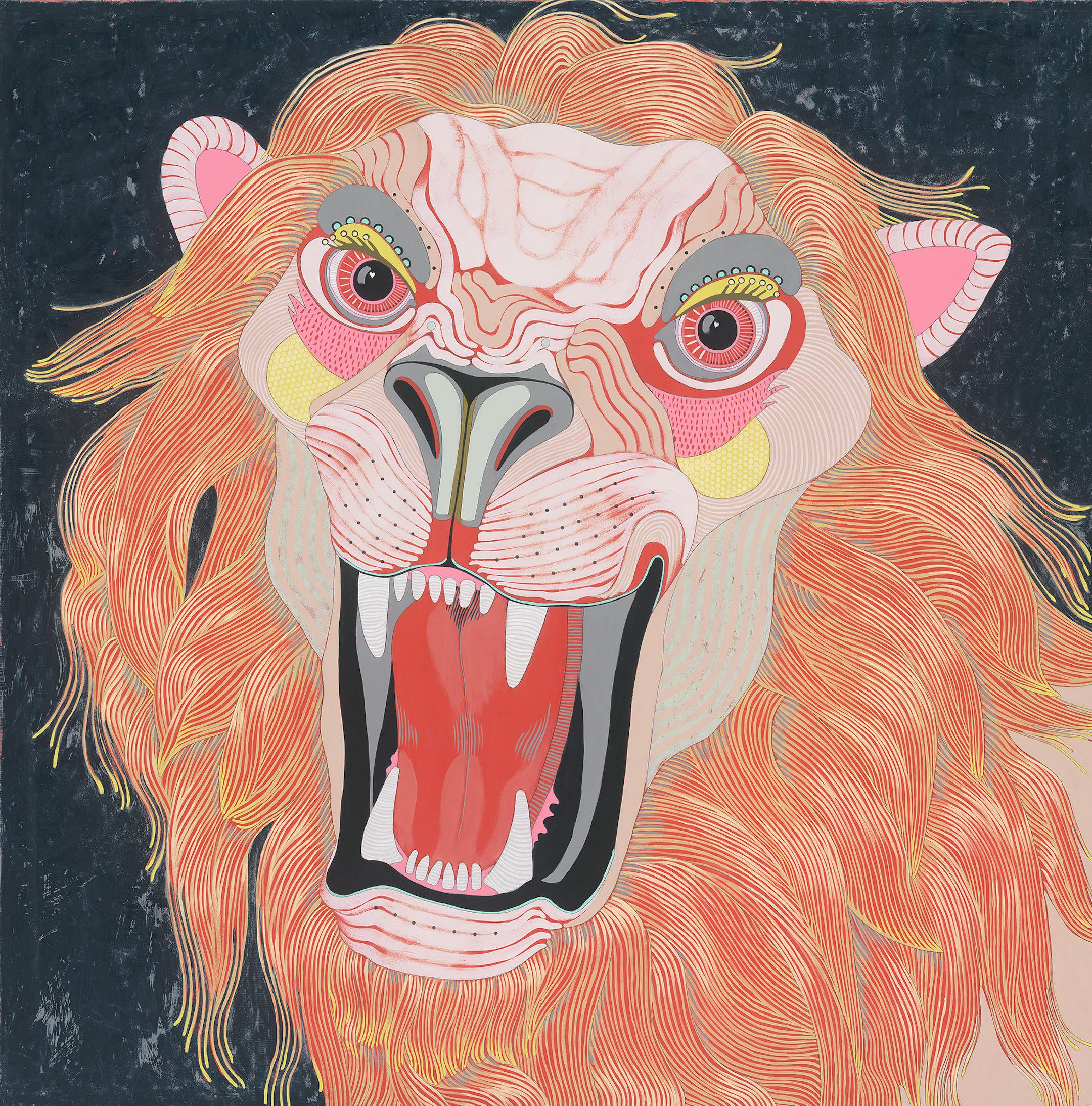 ‚Äúlion‚Äù by Minnesota-based artist Jennifer Davis 48‚Äùx48‚Äù acrylic/graphite on panel