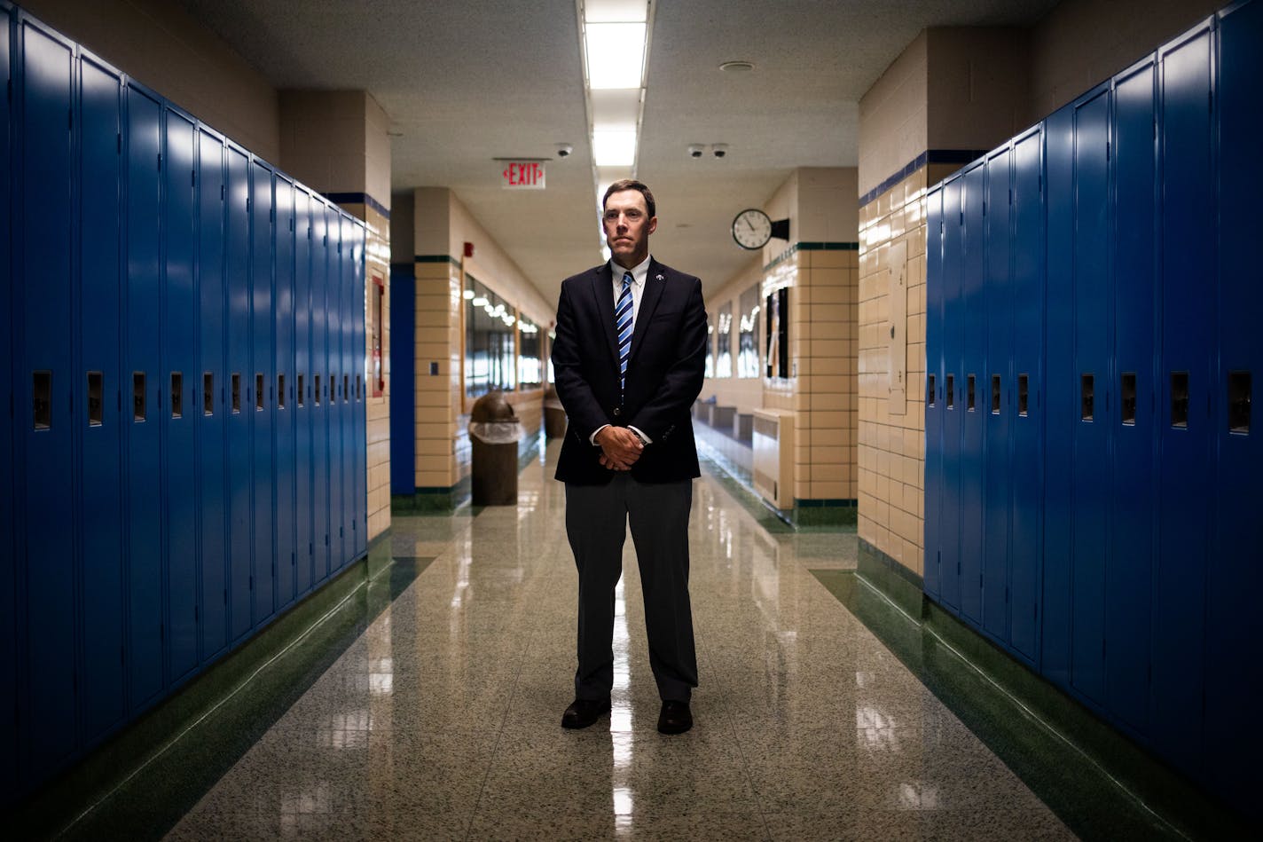 Cormac Lynn, schools superintendent of Nouvel Catholic Central School in Saginaw, Mich. Police officers forced their way into Nouvel Catholic following a fake active shooter call. MUST CREDIT: Photo for The Washington Post by Emily Elconin