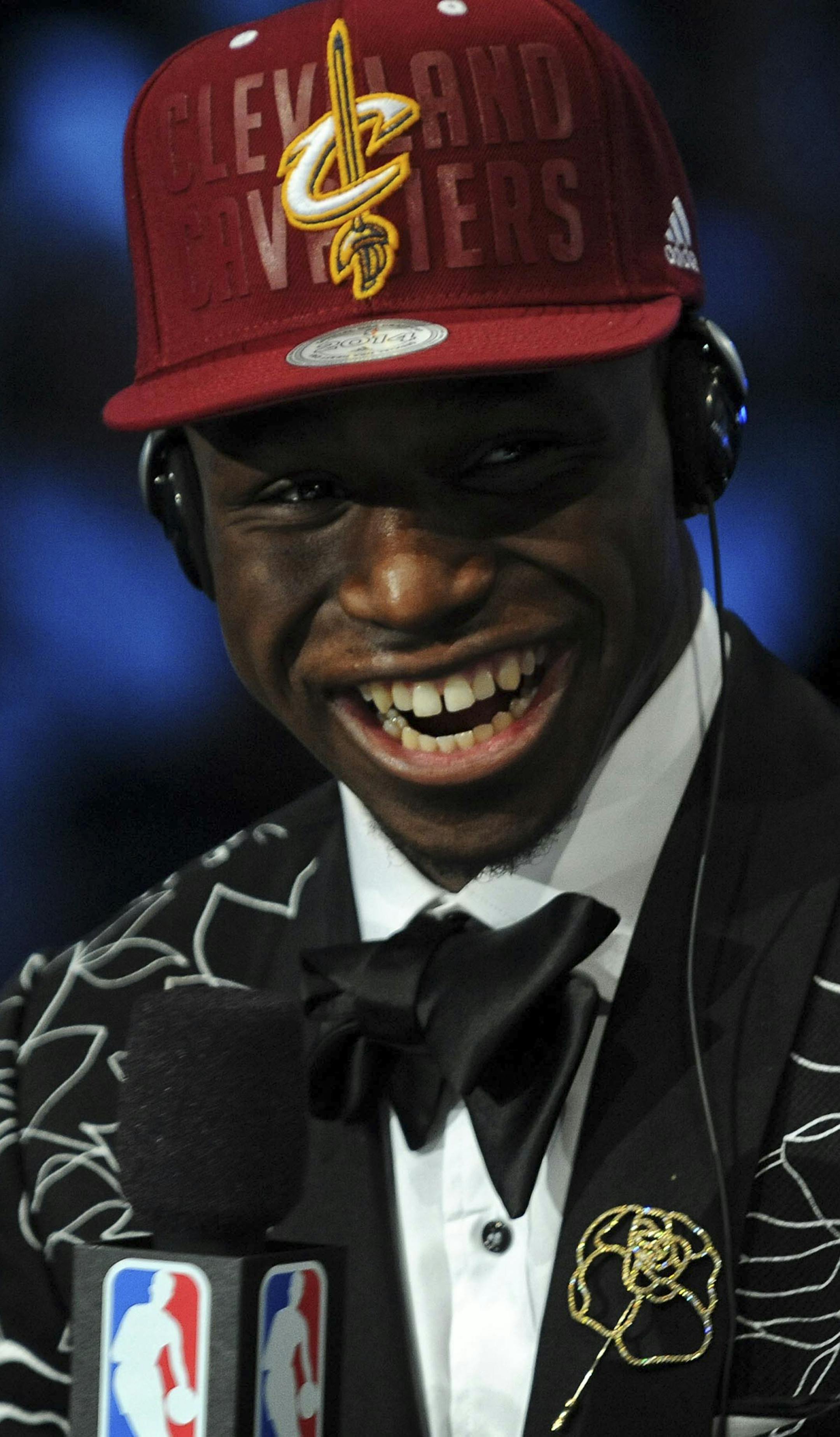 Andrew Wiggins after he was selected first overall by the Cleveland Cavaliers at the NBA Draft in the Barclays Center in New York, June 26, 2014. (Barton Silverman/The New York Times) ORG XMIT: MIN2014080721355922