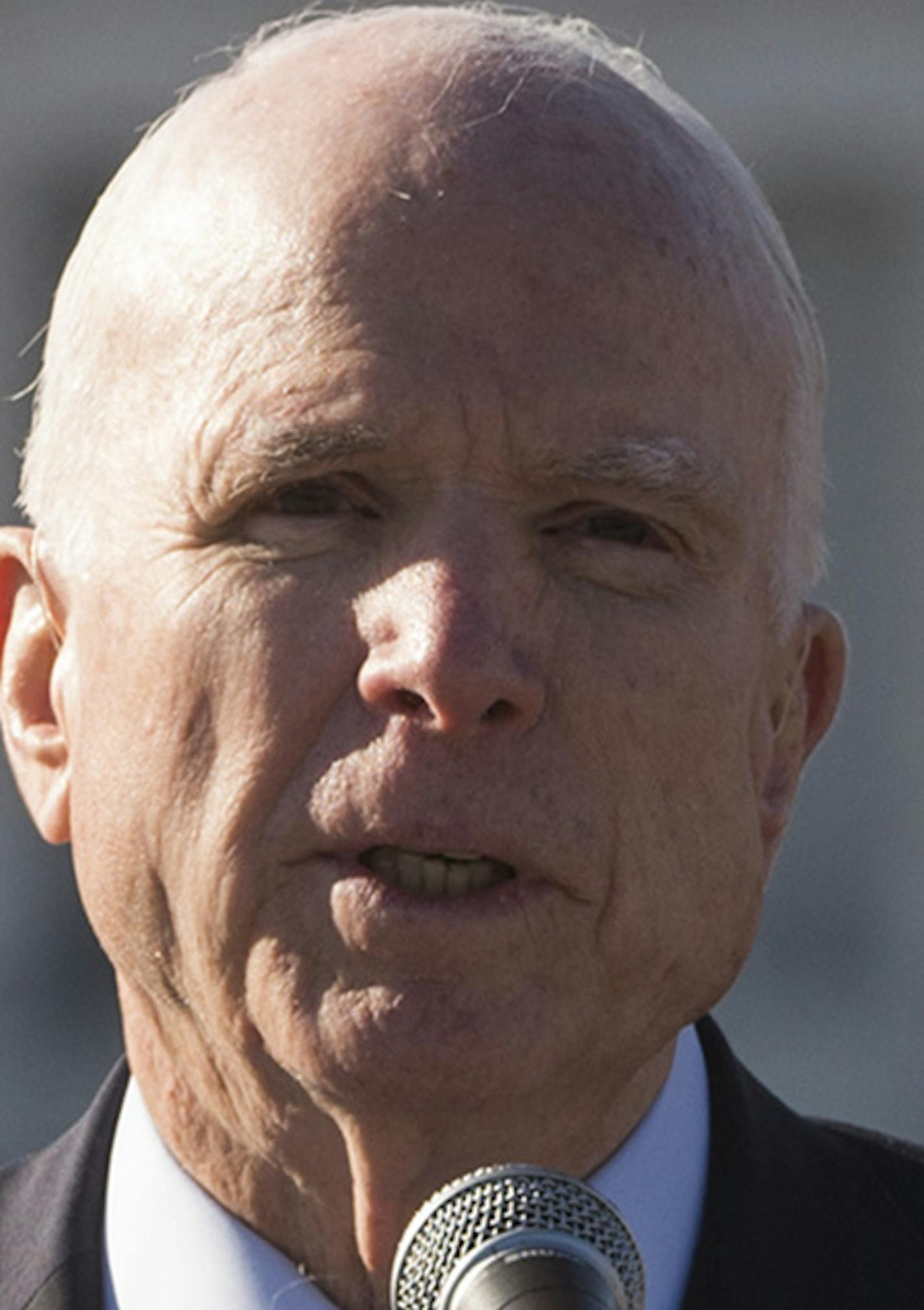 With the Lincoln Memorial in the background, Sen. John McCain, R-Ariz. speaks during the Pearl Harbor 75th anniversary commemoration, Wednesday, Dec. 7, 2016, at the National World War II Memorial in Washington, in honor of the 2,403 men and women killed and the 1,178 wounded at Pearl Harbor 75 years ago. (AP Photo/Molly Riley)