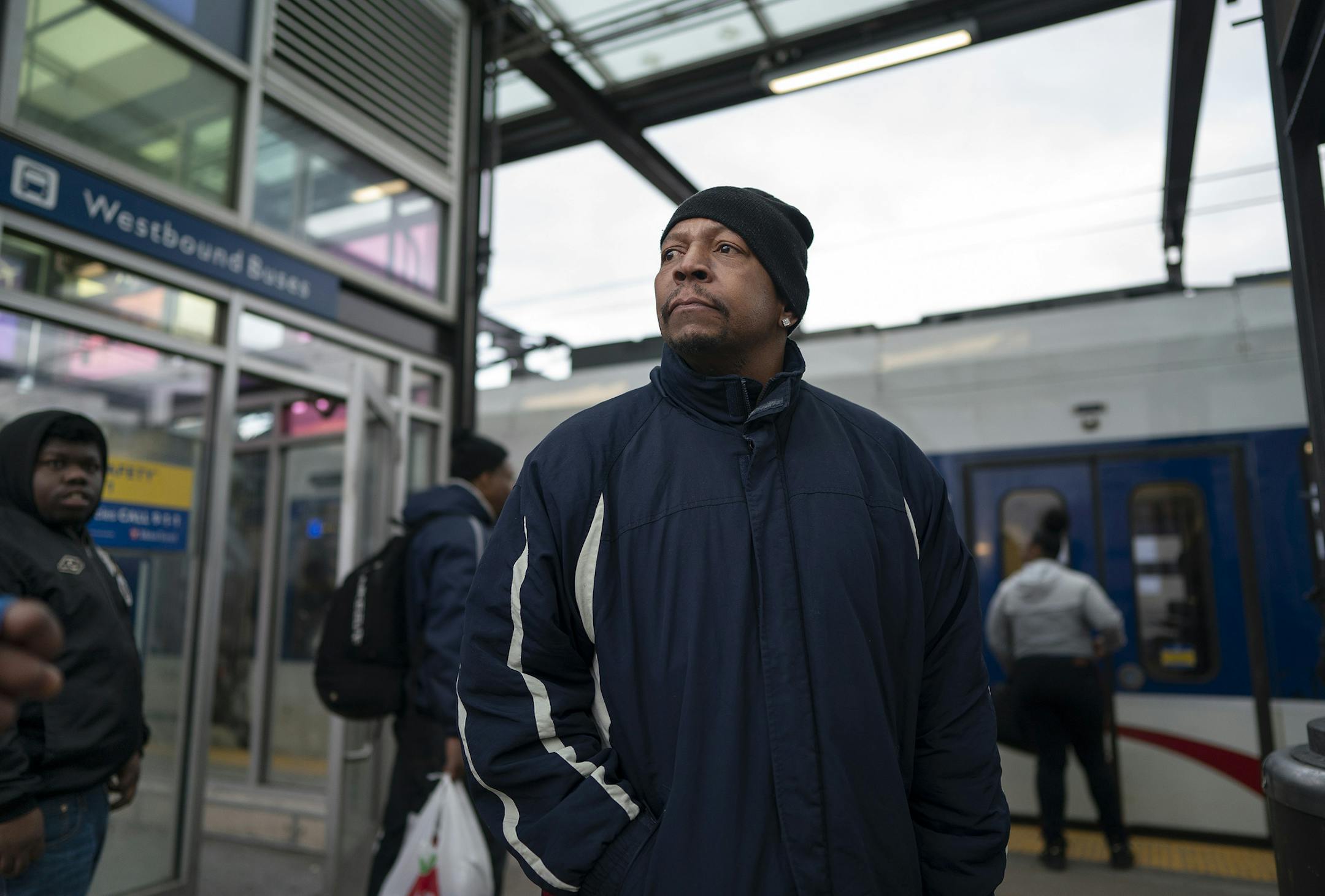 Velles Hicks said that he feels very safe at the Lake Street LRT station .] Jerry Holt &#x2022;Jerry.Holt@startribune.com The Lake Street station on the Blue Line and Central Station in St. Paul on the Green Line have the highest-rate of crime. Metro Transit and others at the legislature are pitching a transit ambassador program to combat crime and the perception of crime on light rail Tuesday February 25, 2020 in Minneapolis, MN.