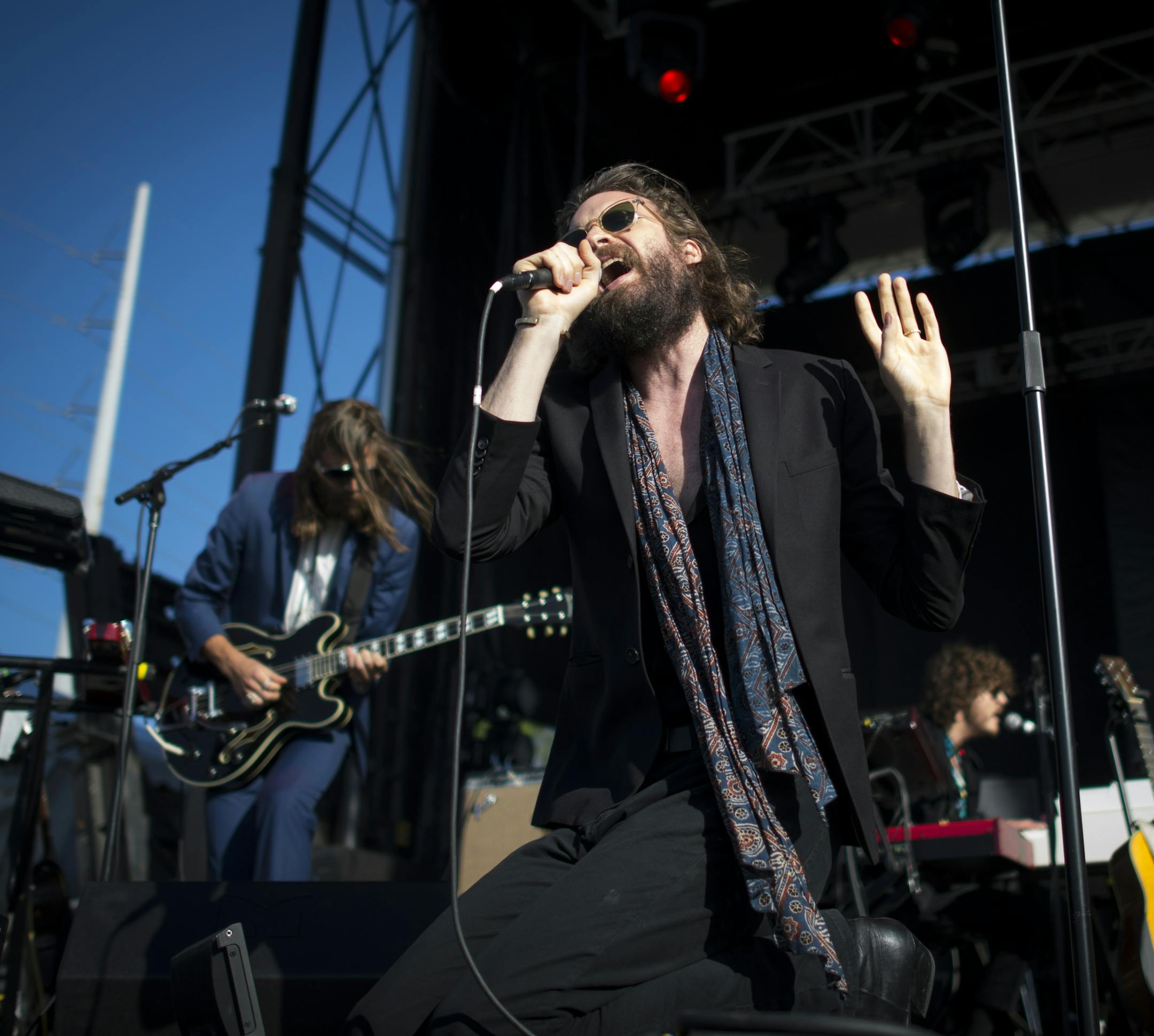 Josh Tillman, lead singer of Father John Misty, performs Saturday at Historic Hall's Island in Minneapolis. ] Aaron Lavinsky &#x2022; aaron.lavinsky@startribune.com Father John Misty and the Alabama Shakes performed at historic Hall's Island on Saturday, May 30, 2015 in Minneapolis.
