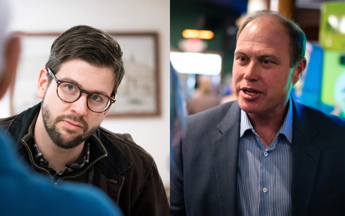 Stu Lourey, DFL candidate, left, and Jason Rarick, the Republican candidate for State Senate in the SD11 special election.