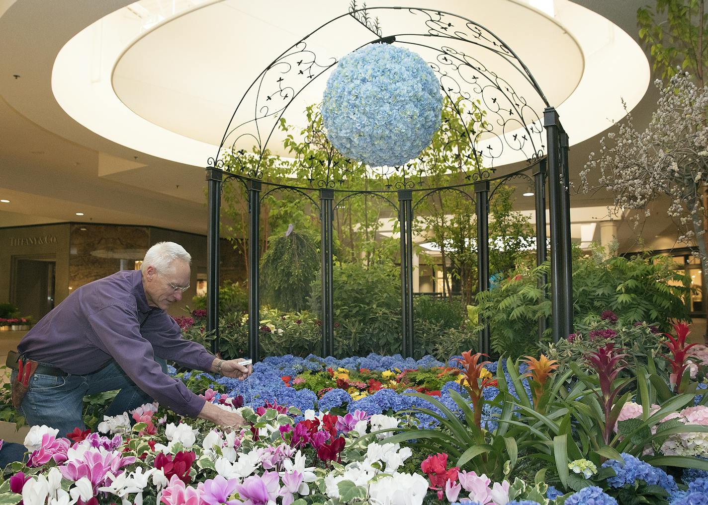 Dale Bachman marks a variety of flowers at the Bachman's/Galleria flower show "Spring is in the Air." [ Saxo #1005666928 flowers032718