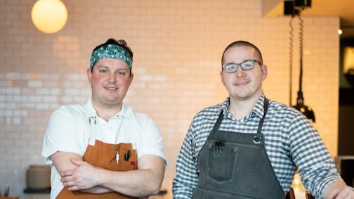 Chef Jason Hansen and business partner Peter Sebastian at Estelle in St. Paul, Minn. in Feburary of 2020