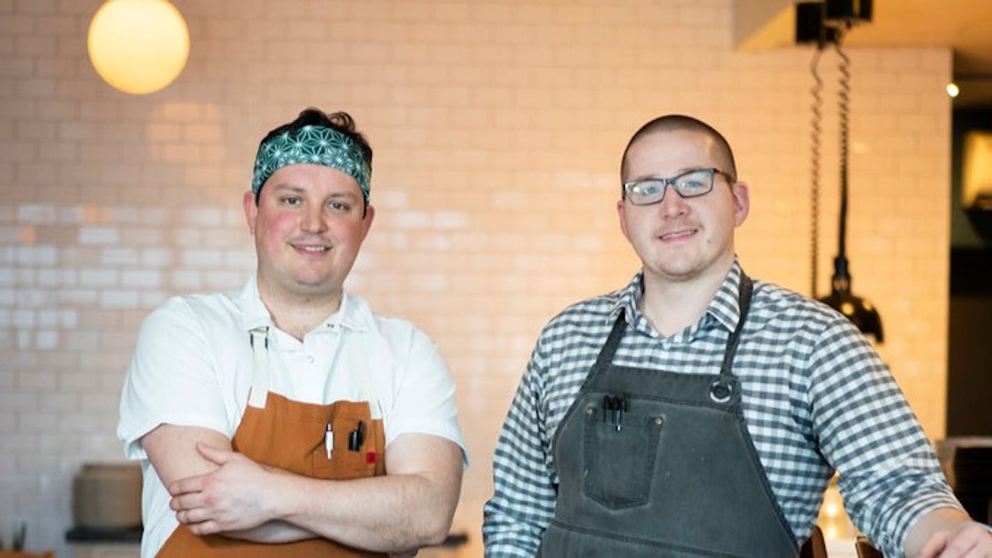 Chef Jason Hansen and business partner Peter Sebastian at Estelle in St. Paul, Minn. in Feburary of 2020