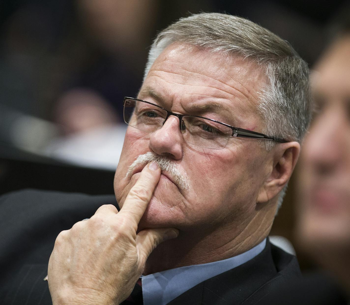 Assistant Minority Leader Bill Ingebrigtsen listens during the first day of the 2016 Legislative session. ] (Leila Navidi/Star Tribune) leila.navidi@startribune.com BACKGROUND INFORMATION: The state senate meets on the first day of the 2016 Minnesota State Legislative session in St. Paul on Tuesday, March 8, 2016.