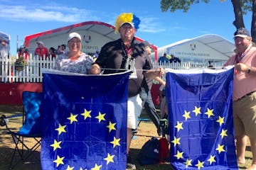 Christine and Michael Jones from Wales set up camp next to the ninth fairway on Sunday. The couple said they had "just a brilliant time here.”