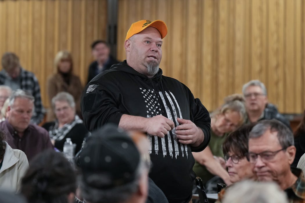 Minnesota state Rep. Mike Wiener, R-Long Prairie, said at a town hall in Fergus Falls that people should reserve judgment on members of the Westbury family charged in connection with the Capitol riot. 