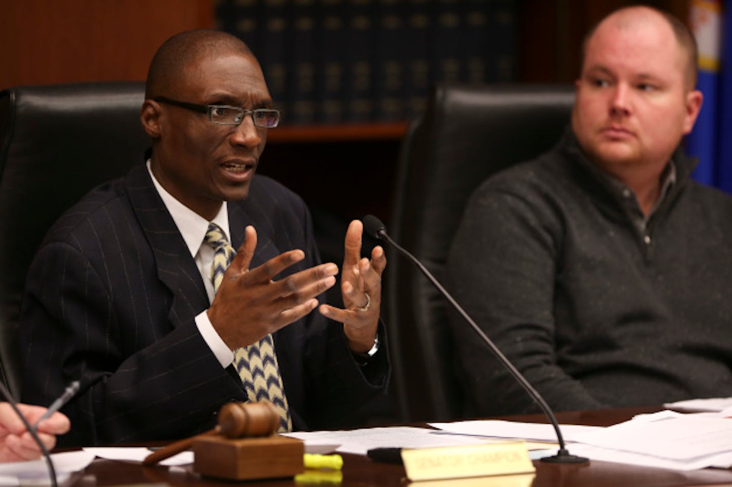 The legislature's Working Group on Expungements held a hearing to hear testimony regarding Minnesota's expungement laws and what remedies can be taken, if any, to make them stronger. Minnesota state Sen. Bobby Joe Champion, co-chair of the working group, spoke during the hearing in the State Office Building in St. Paul Tuesday afternoon, November 19, 2013.   ]  JEFF WHEELER • jeff.wheeler@startribune.com