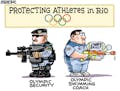 Sack cartoon: On guard in Rio