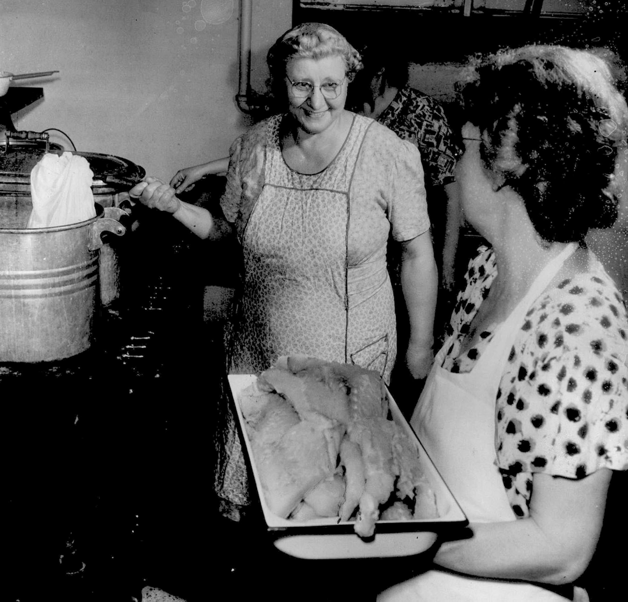 December 4, 1947 These Are The Cooks Who Managed Supper - Mrs. Martin Johnsrud and Mrs. Martha Anderson with Rev. Otto Minneapolis Star Tribune