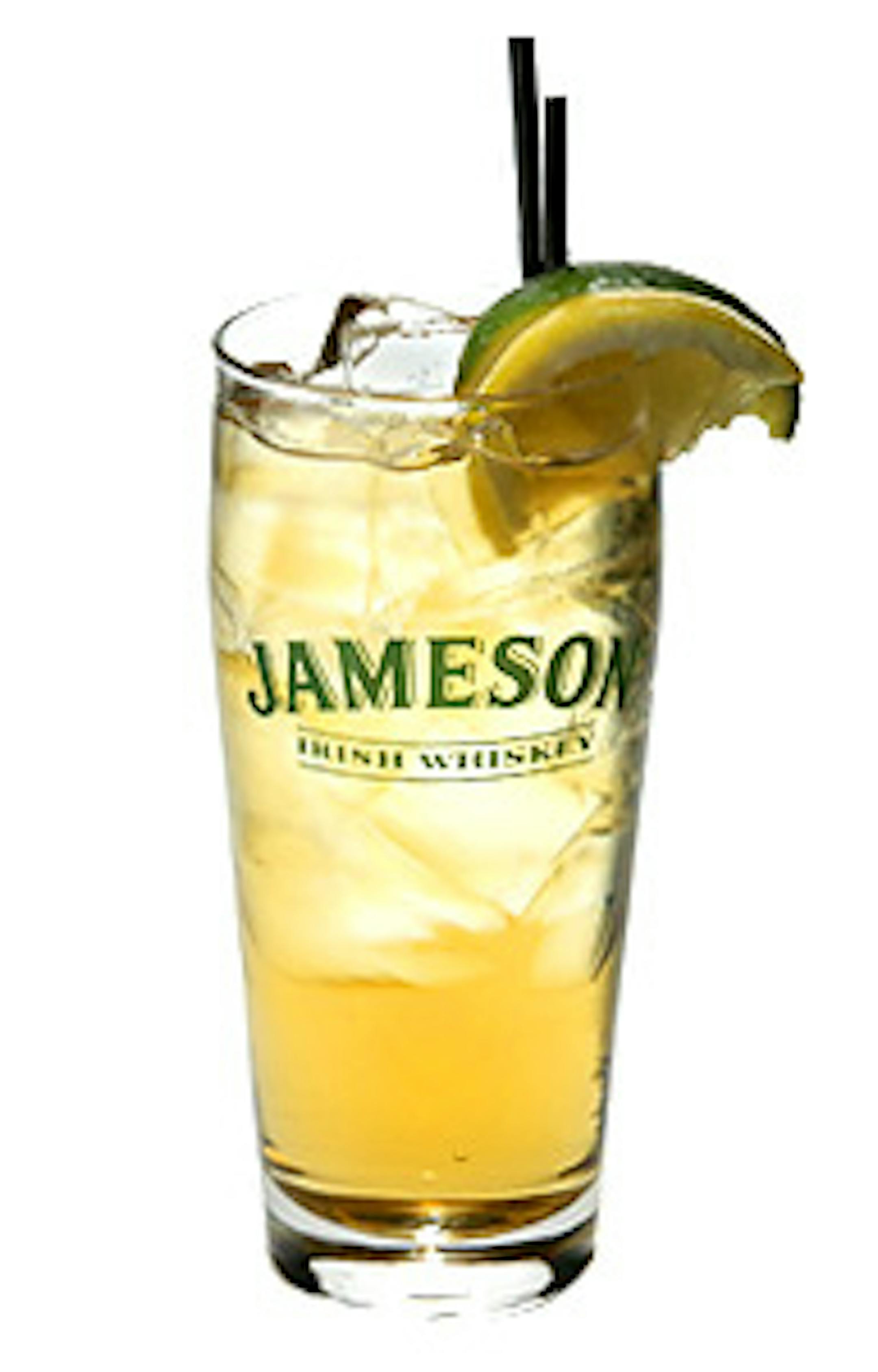 "The Big Ginger" is a $6 mix of Jameson and ginger ale, over ice, with lemon and lime wedges.