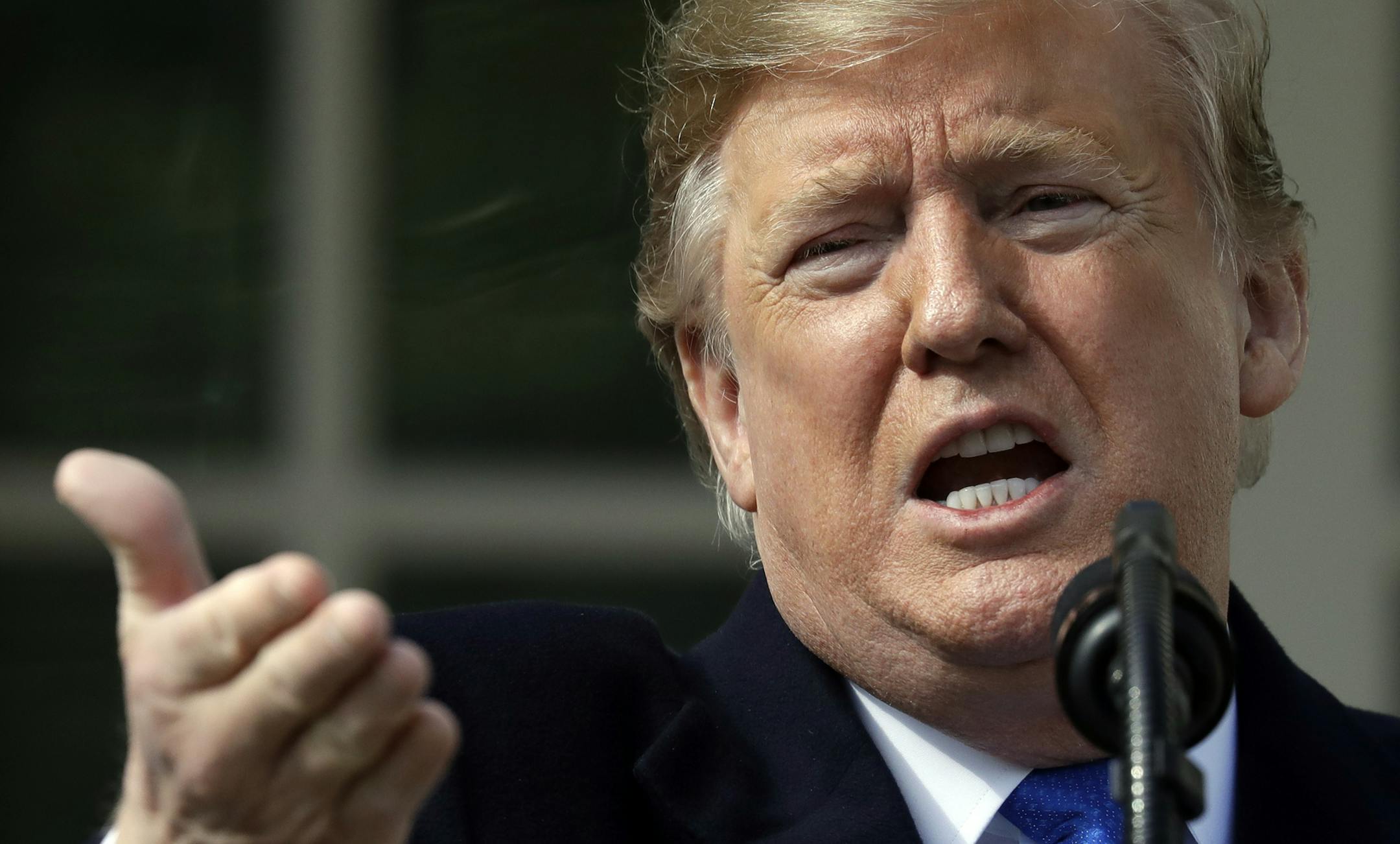 President Donald Trump speaks during an event in the Rose Garden at the White House to declare a national emergency in order to build a wall along the southern border, Friday, Feb. 15, 2019, in Washington. (AP Photo/ Evan Vucci)