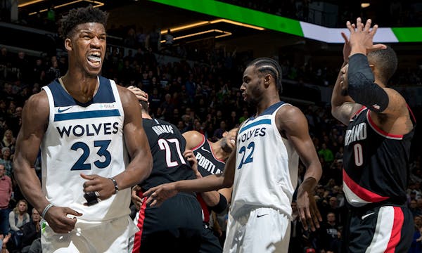 Jimmy Butler reacted after being fouled in the fourth quarter. ] CARLOS GONZALEZ ï cgonzalez@startribune.com - ATTN _ THIS WAS NOT THE LAST FOUL OF T