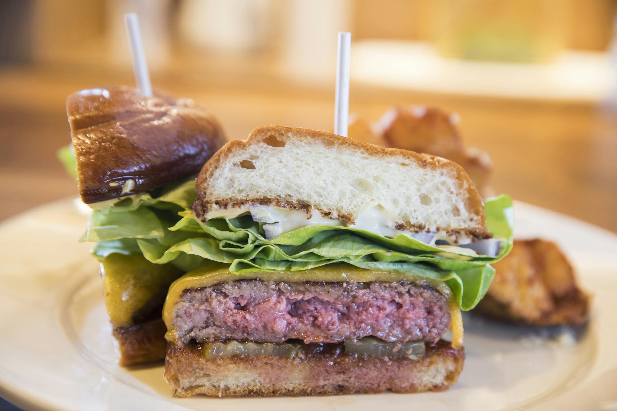 The brisket burger with crispy potatoes at Barnes & Noble in Edina.