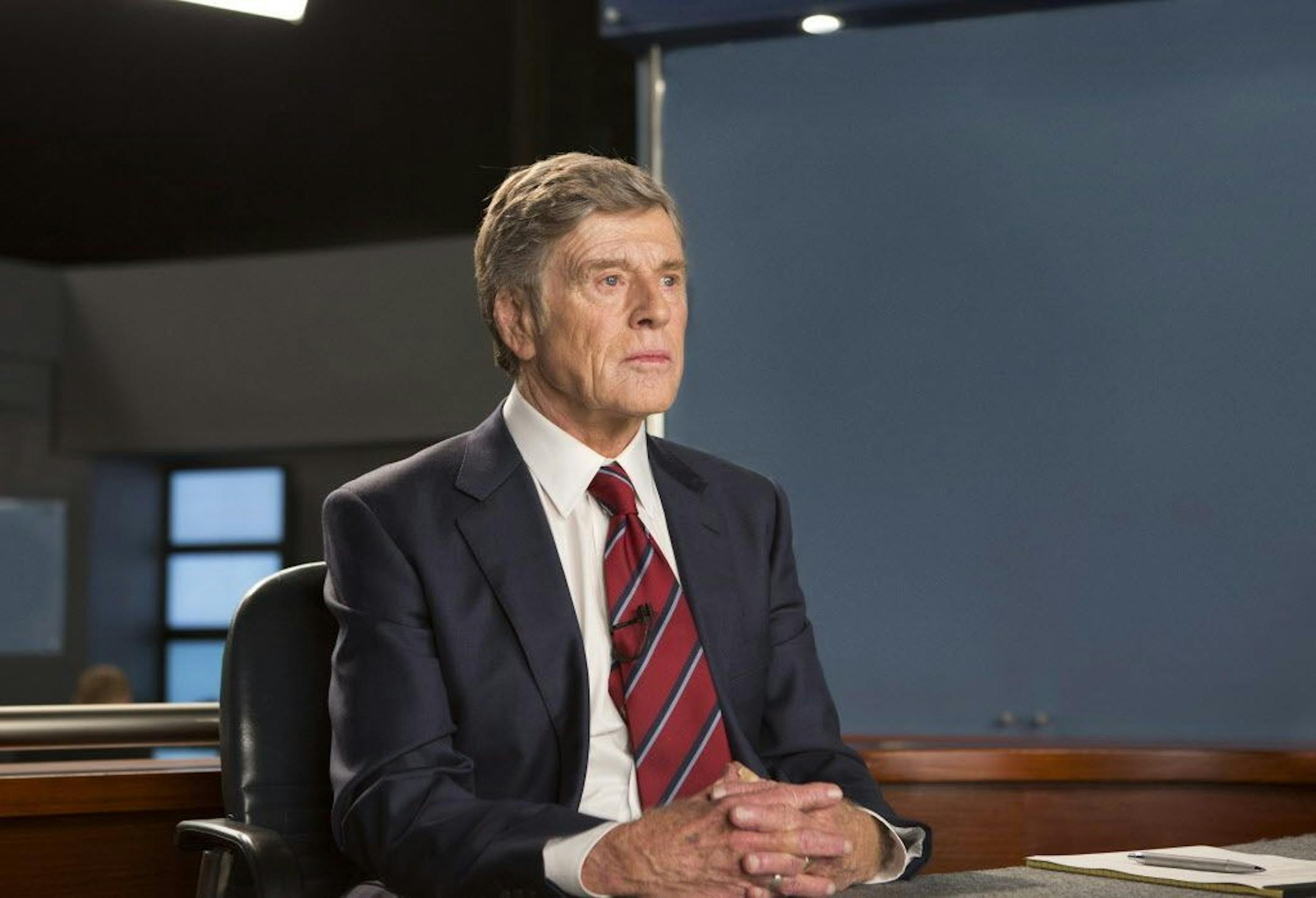 In this image released by Sony Pictures Classics, Robert Redford portrays Dan Rather in a scene from, "Truth." CBS has refused to run advertising for "Truth," the film starring Cate Blanchett and Robert Redford that revisits a painful episode in the network's past involving a discredited 2004 news story on former President George W. Bush's military service record. CBS has denounced the movie, which opens Friday, as a disservice to the public and journalists.