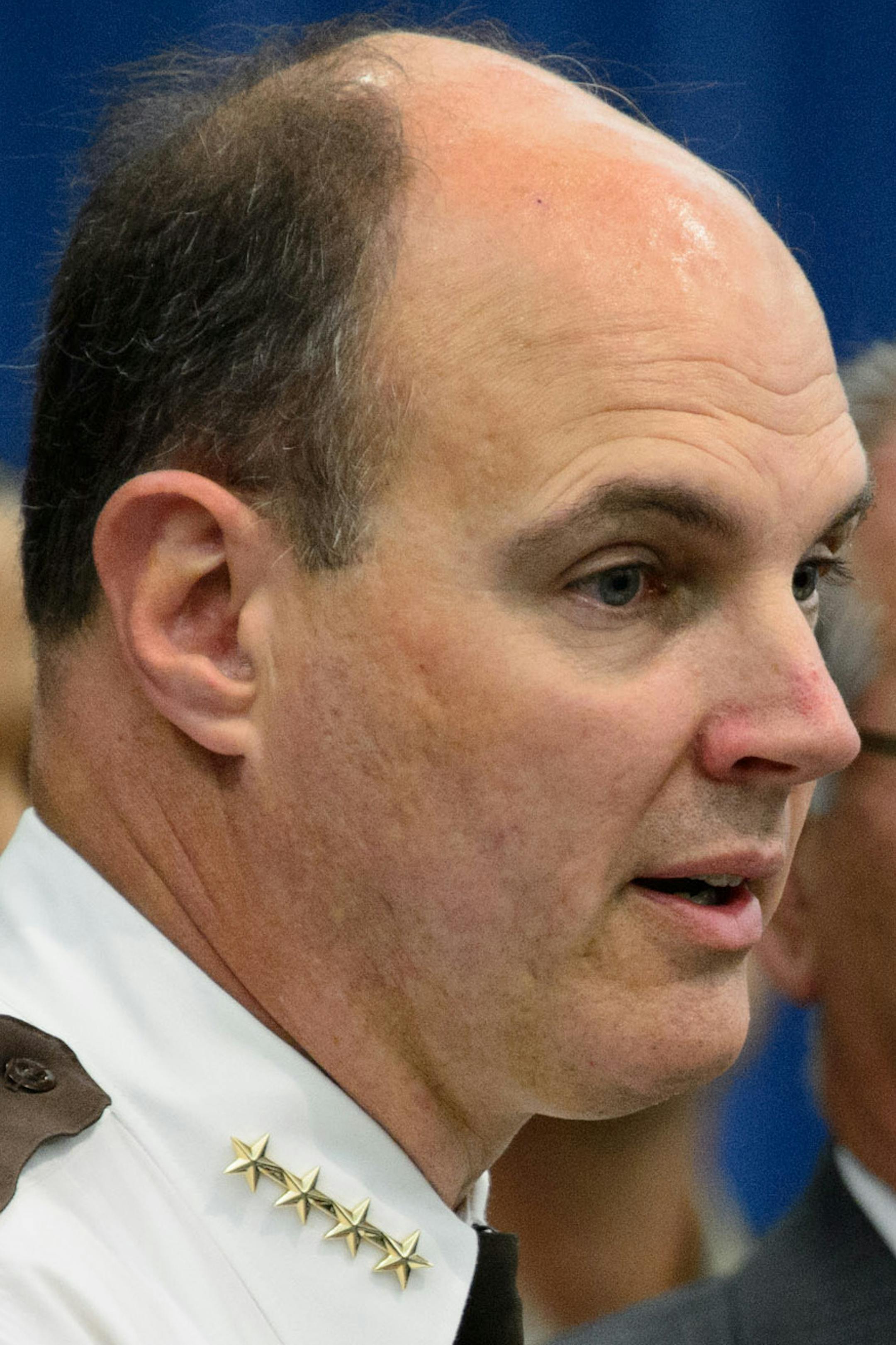 Hennepin County Sheriff Rich Stanek announced today that he will no longer honor U.S. Immigration and Customs Enforcement (ICE) detainers to hold individuals up to 48 hours. He was accompanied by Hennepin County Attorney Mike Freeman and members of the Sheriff's Office Community Advisory Board. Wednesday June 11, 2014 ] GLEN STUBBE * gstubbe@startribune.com ORG XMIT: MIN1406111115260031 ORG XMIT: MIN1409261705182388