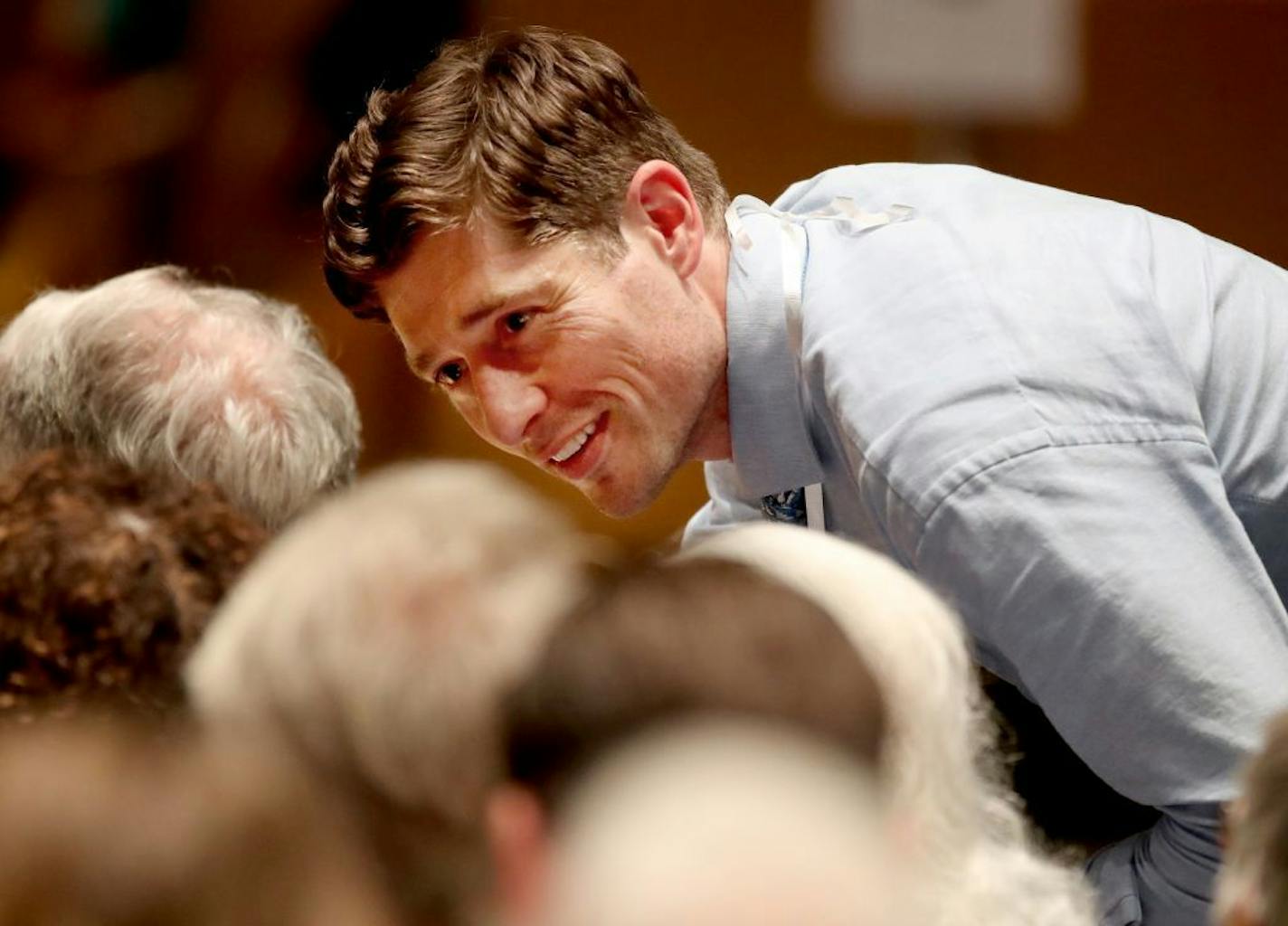 Current Minneapolis council member and mayoral candidate Jacob Frey mingles with candidates during the Minneapolis DFL convention Saturday, July 8, 2017, at the Minneapolis Convention Center in Minneapolis, MN.