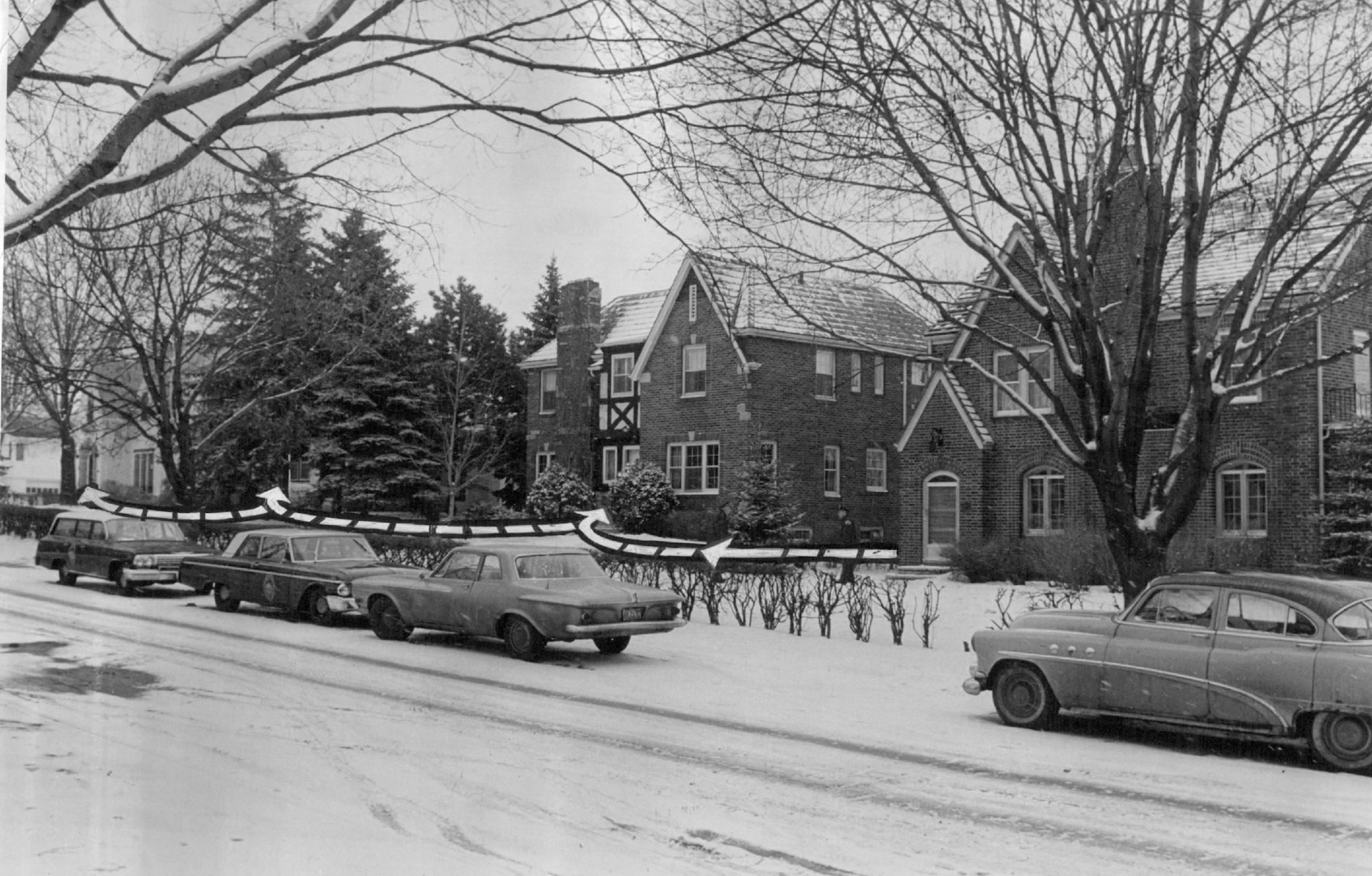 December 16, 1962 The broken line shows where Carol Thompson ran from house to house after she was stabbed at home, far right. Two neighbors weren't home; the third called for an ambulance. March 6, 1963 William Seaman, Minneapolis Star Tribune