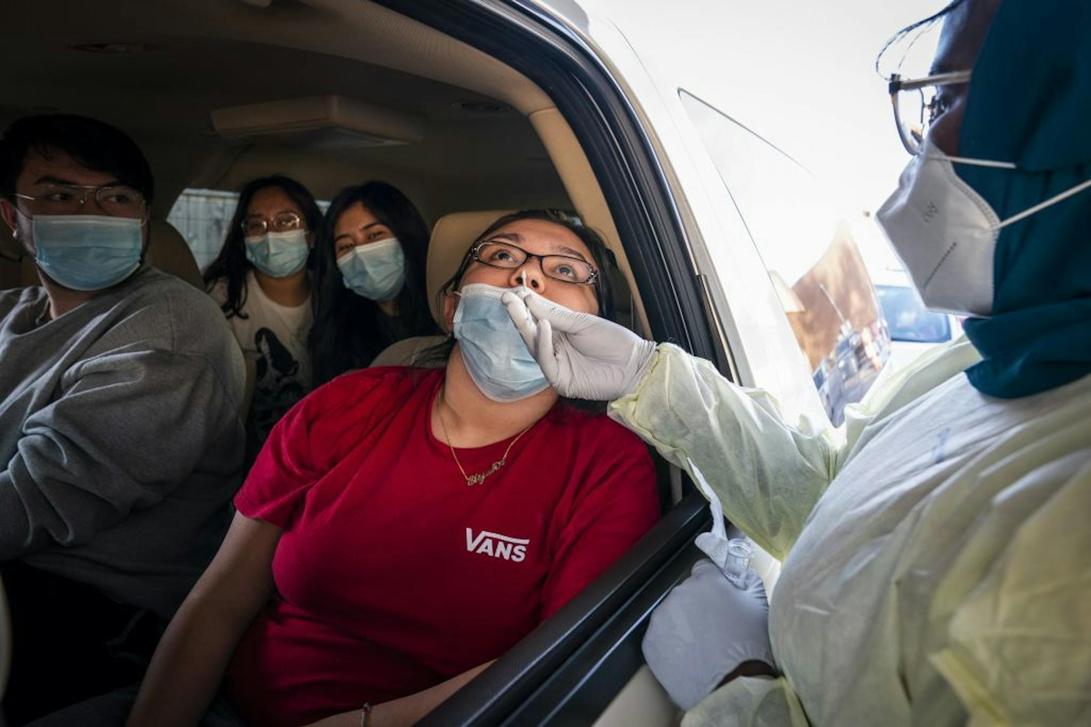Mariana Perez, 16, of Bloomington was tested with other members of her family at the drive-through COVID-19 testing site at North Memorial Health in Robbinsdale.