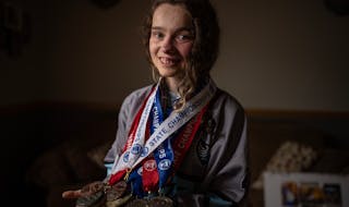A portrait of Fiona Sitzmann, a winner of many state titles as an adapted sports athlete for the Dakota United co-op Thursday June 22,2023 in Eagan,Mi
