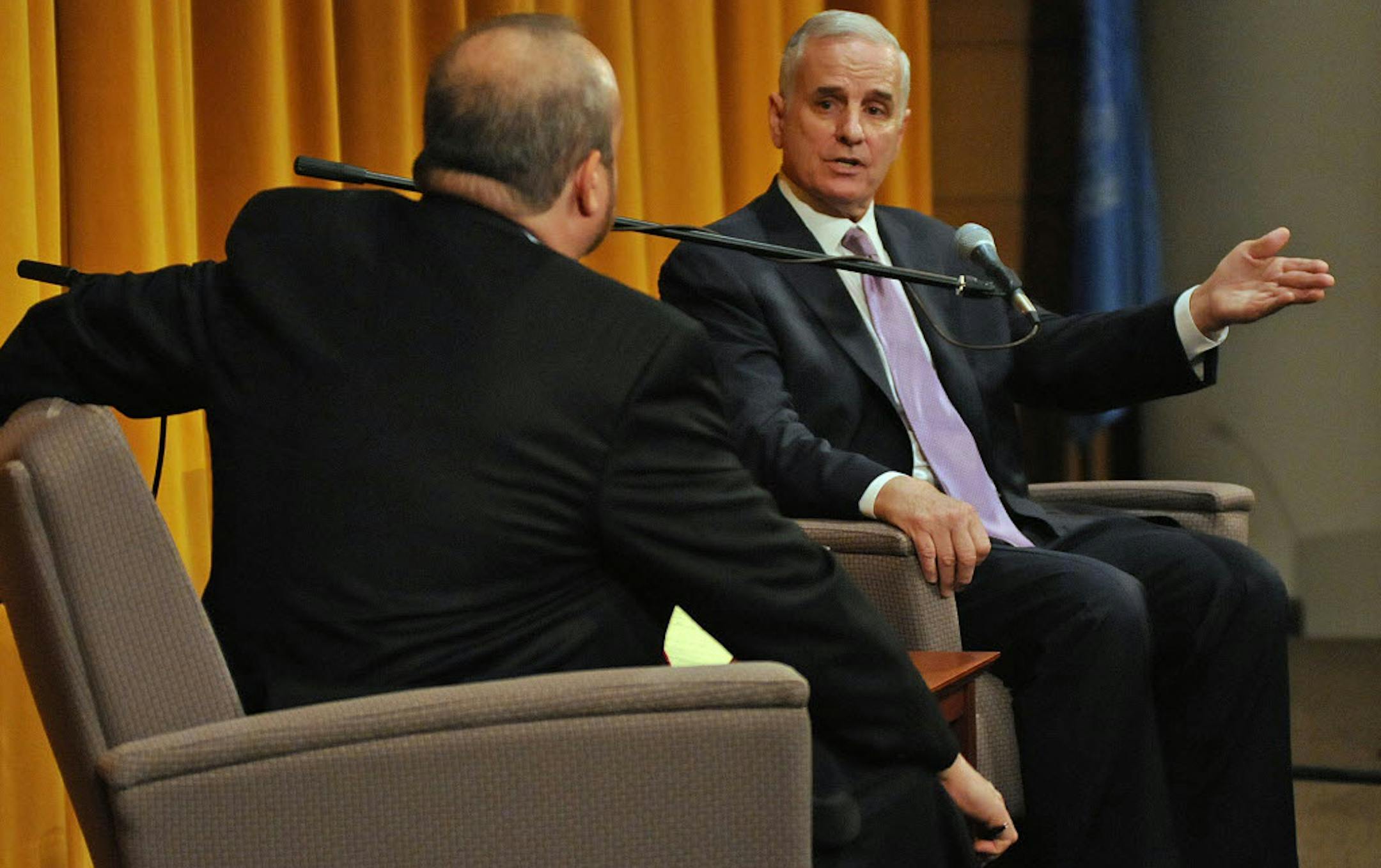 U of M political scientist Larry Jacobs had a Q&A session with Gov. Mark Dayton on Wednesday.