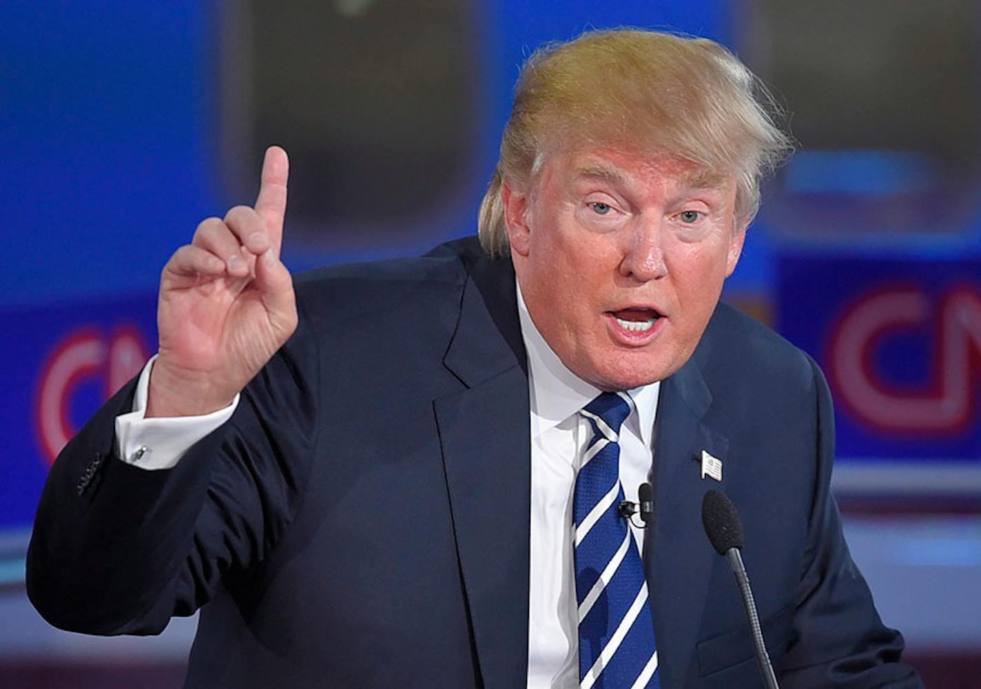 Republican presidential candidate, businessman Donald Trump speaks during the CNN Republican presidential debate at the Ronald Reagan Presidential Library and Museum on Wednesday, Sept. 16, 2015, in Simi Valley, Calif. (AP Photo/Mark J. Terrill)