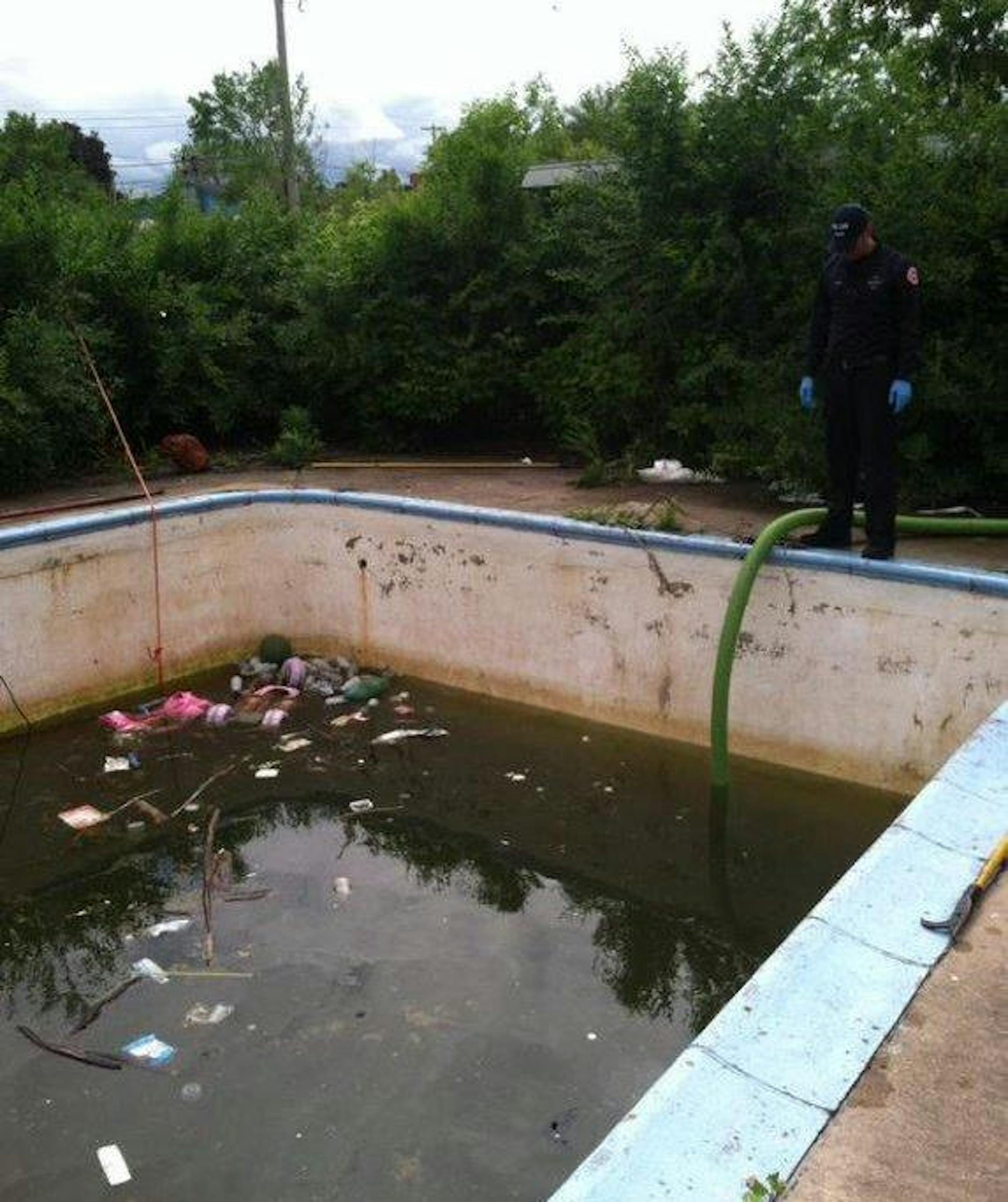 St. Paul firefighters pulled two unconscious boys out of a pool full of dirty water Monday, May 25, 2015, and transported them to Regions Hospital. Photo provided by St. Paul fire department.