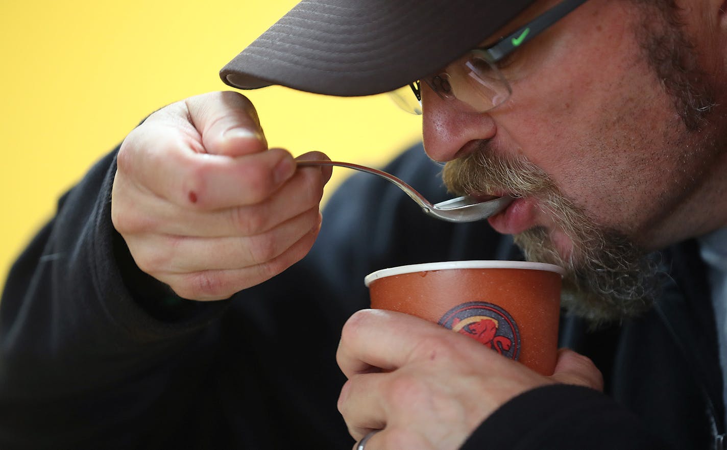 Patrick Dinkins, roastmaster at Cameron's, tested the coffee's flavor.