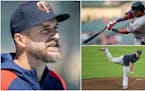 (Clockwise from left) Twins manager Rocco Baldelli, utility infielder Luis Arraez and starter Dylan Bundy all tested positive for COVID-19 on Thursday