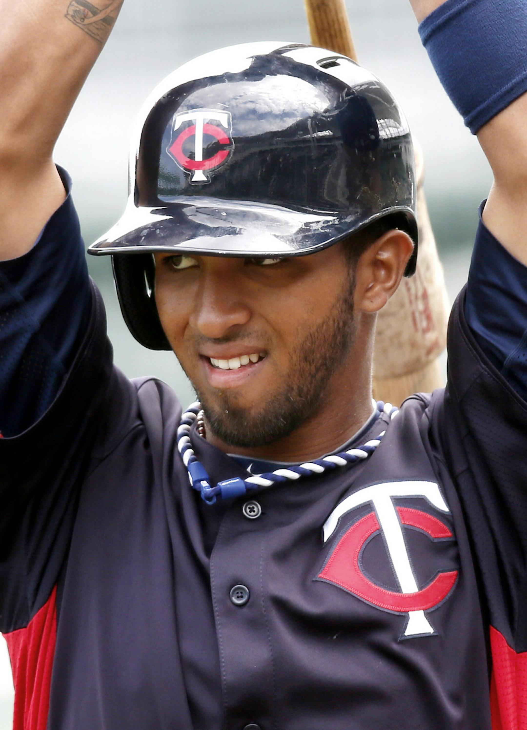 Twins infielder Eddie Rosario a member of the WBC team for Puerto Rico stretched in the on deck circle during a game with minor league players from the Red Sox Thursday Feb.28, 2013 at Jet Blue Stadium in Fort Myers , FL. ] JERRY HOLT ‚Ä¢ jerry.holt@startribune.com ORG XMIT: MIN1302281641380176 ORG XMIT: MIN1309192120180527