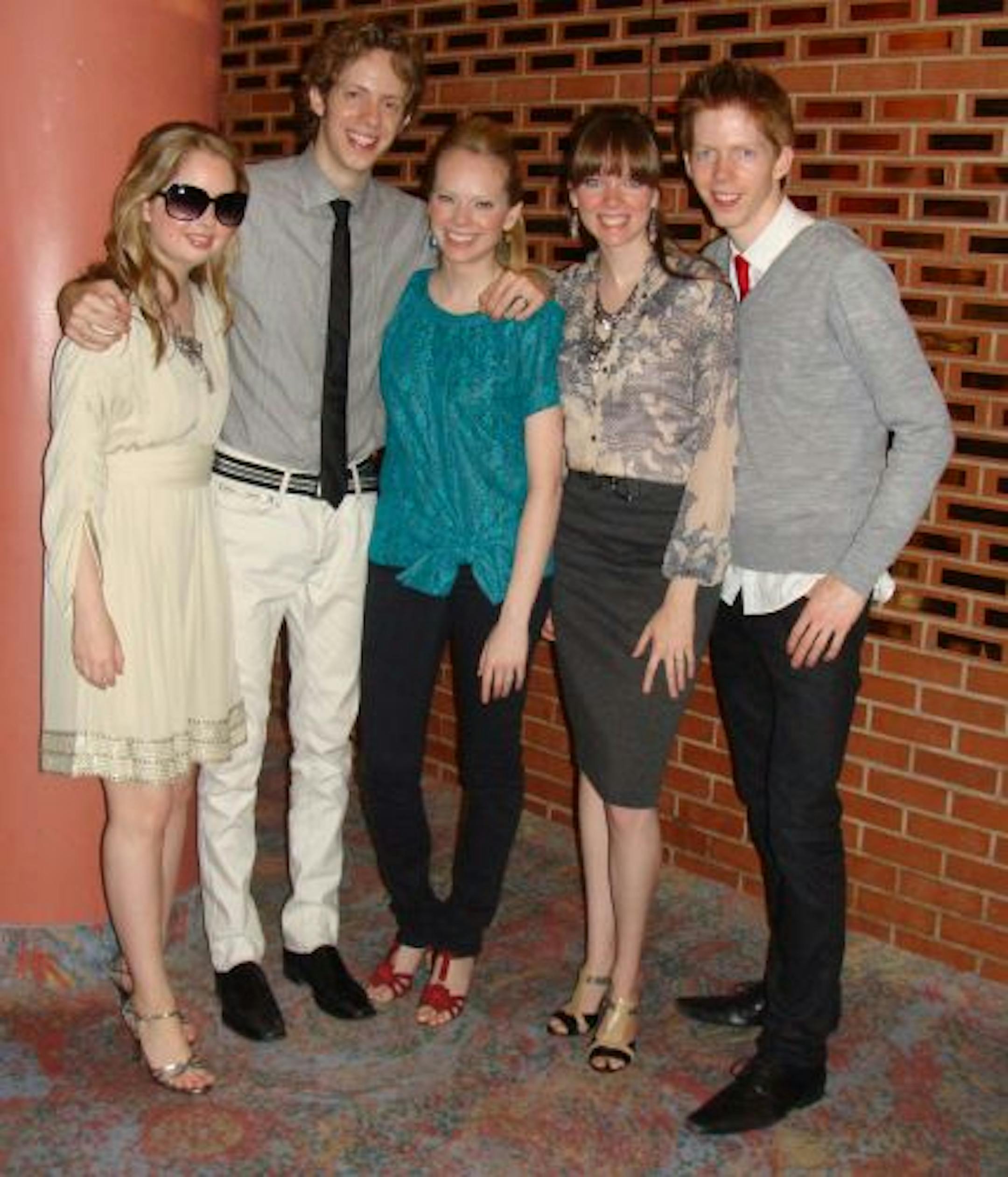 Style Stars: The 5 Browns, piano-playing siblings after their recent concert at Orchestra Hall. From left: Desirae, Gregory, Deondra, Melody and Ryan.