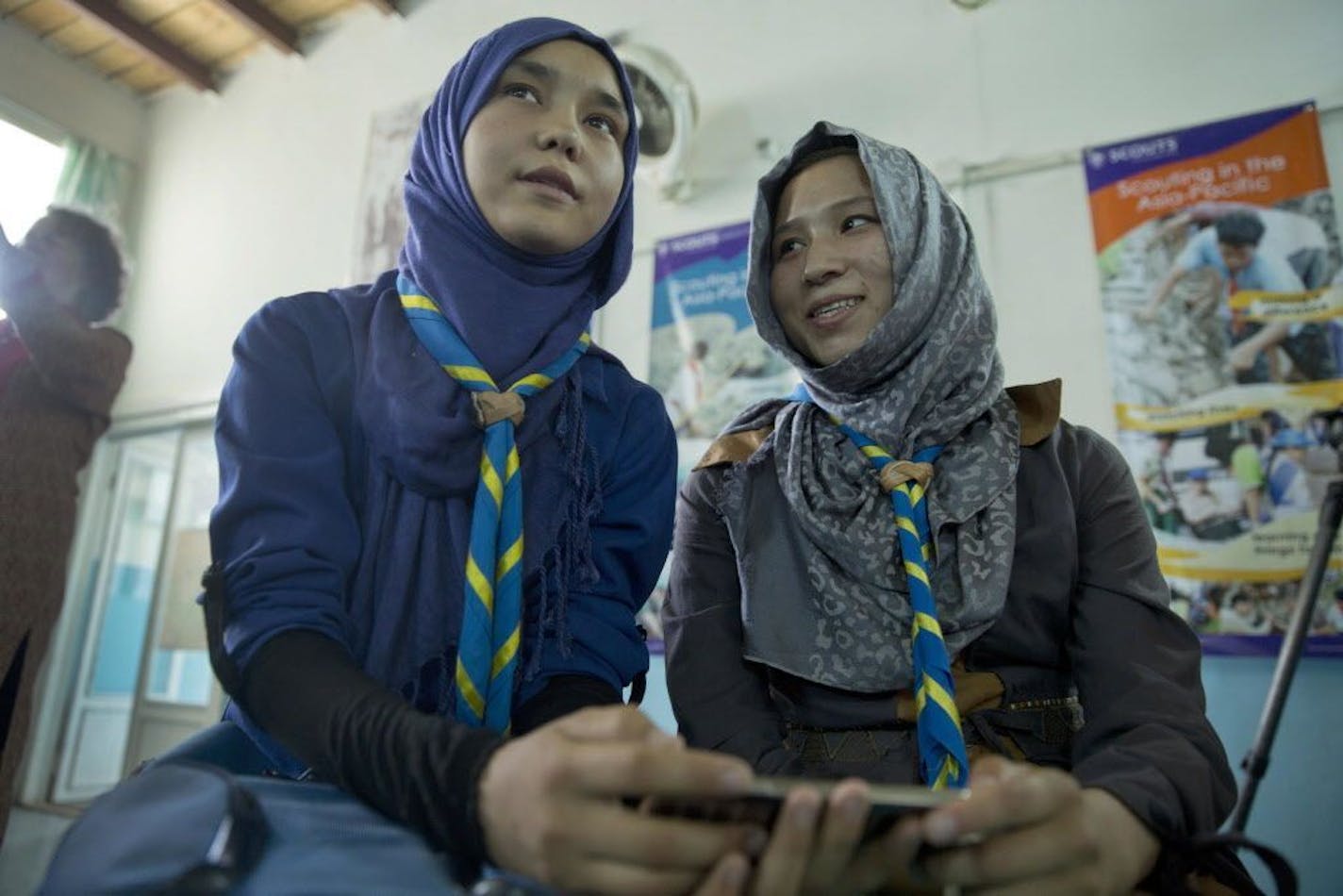 In this Tuesday, Aug. 9, 2016 photo, Afghan scouts practice a Prince's song at Physiotherapy and Rehabilitation Services for Afghanistan (Parsa) center in Kabul, Afghanistan. Parsa's building was in disrepair until a friend of it's chief met Prince backstage at a Los Angeles concert in 2007 and told him how he could help Afghan children. �The next day he wrote a check� for $15,000, Marni Gustavson said, and paid for the foundations of the new building.