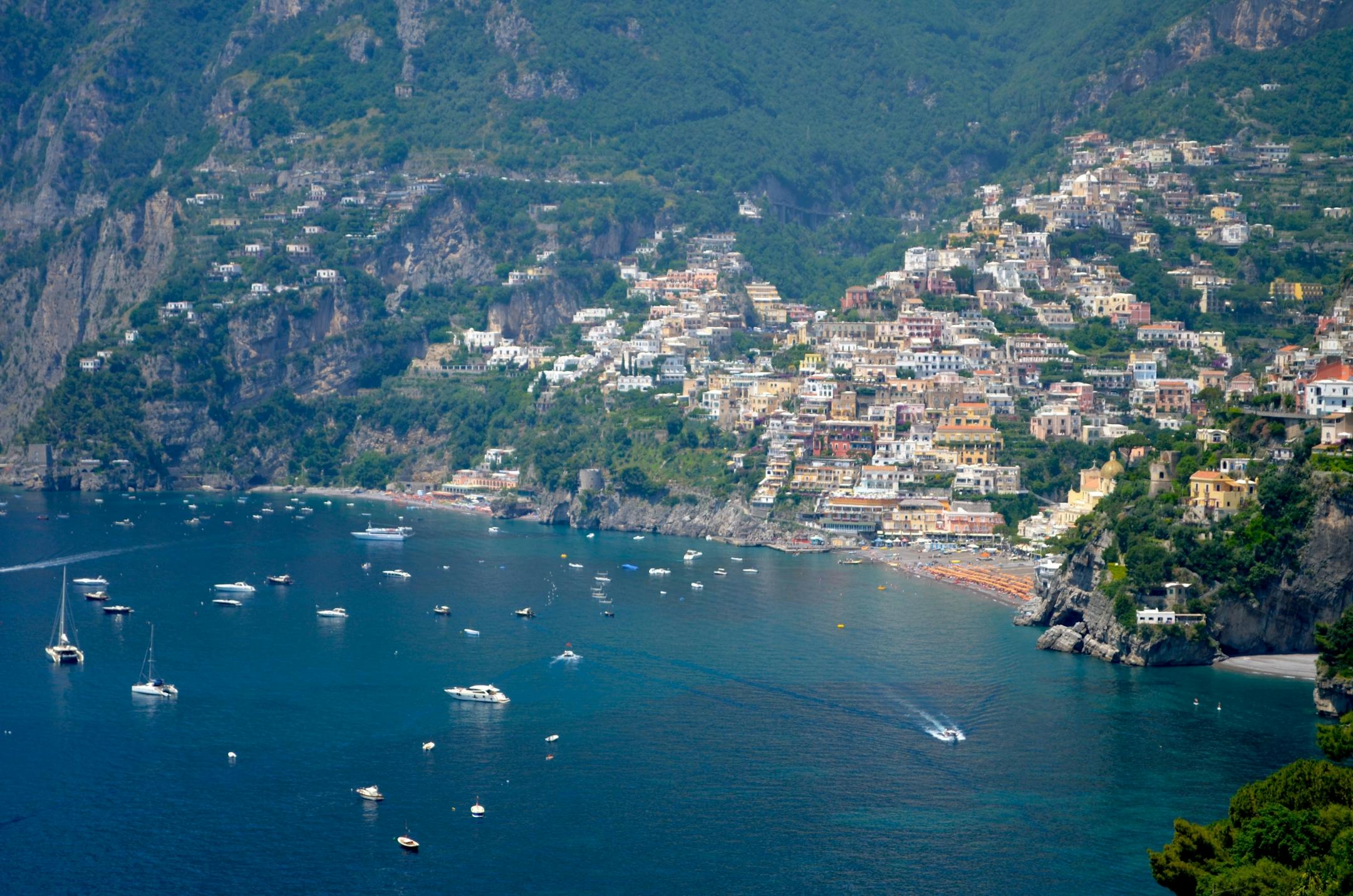 A private Amalfi Coast tour yielded views like this one, of the postcard beautiful city of Positano. The van�s driver, Anthony, was unfazed by the cliff driving, at one point breaking into a chorus of �Volare.��
