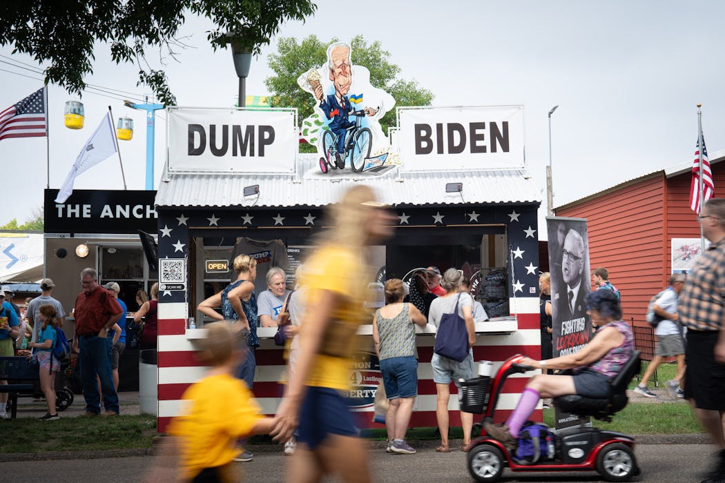 The Dump Biden booth at the State Fair on opening day.