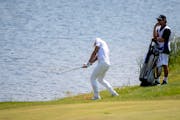Camilo Villegas hits from the rough at the 18th hole during the 3M Open at TPC Twin Cities on Thursday, July 23, 2021 in Blaine. ] ANTRANIK TAVITIAN �