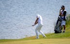Camilo Villegas hits from the rough at the 18th hole during the 3M Open at TPC Twin Cities on Thursday, July 23, 2021 in Blaine. ] ANTRANIK TAVITIAN �