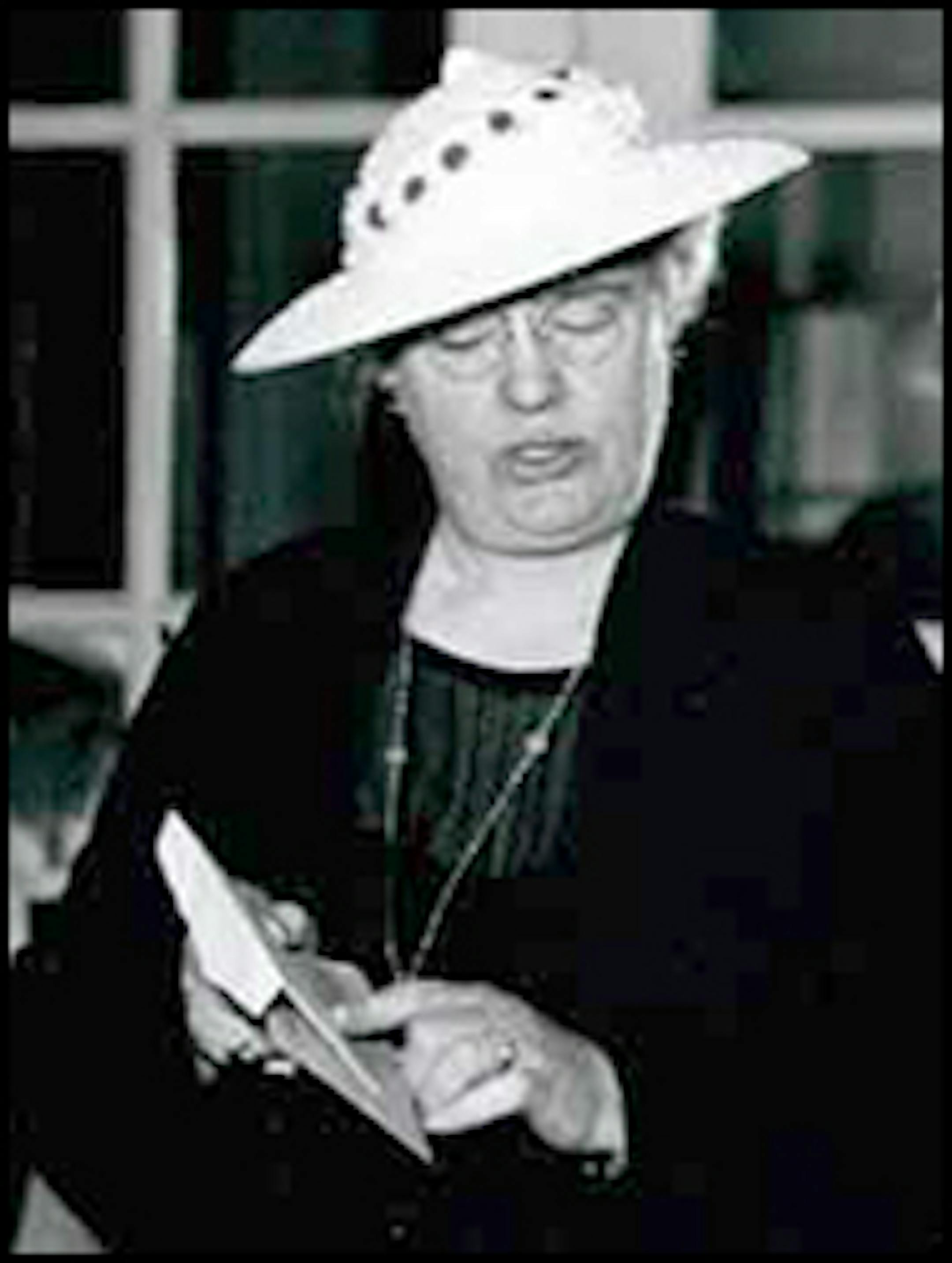 Carrie S. Jorgens Fosseen (Mrs. Manley L.) of Minneapolis with Mrs. Albert Ellison of Bemidji at the G.O.P. Convention in Cleveland in June 1936.