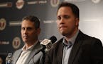 Twins Chief Baseball Officer Derek Falvey, right, will remain in Minnesota alongside Senior Vice President and General Manager Thad Levine