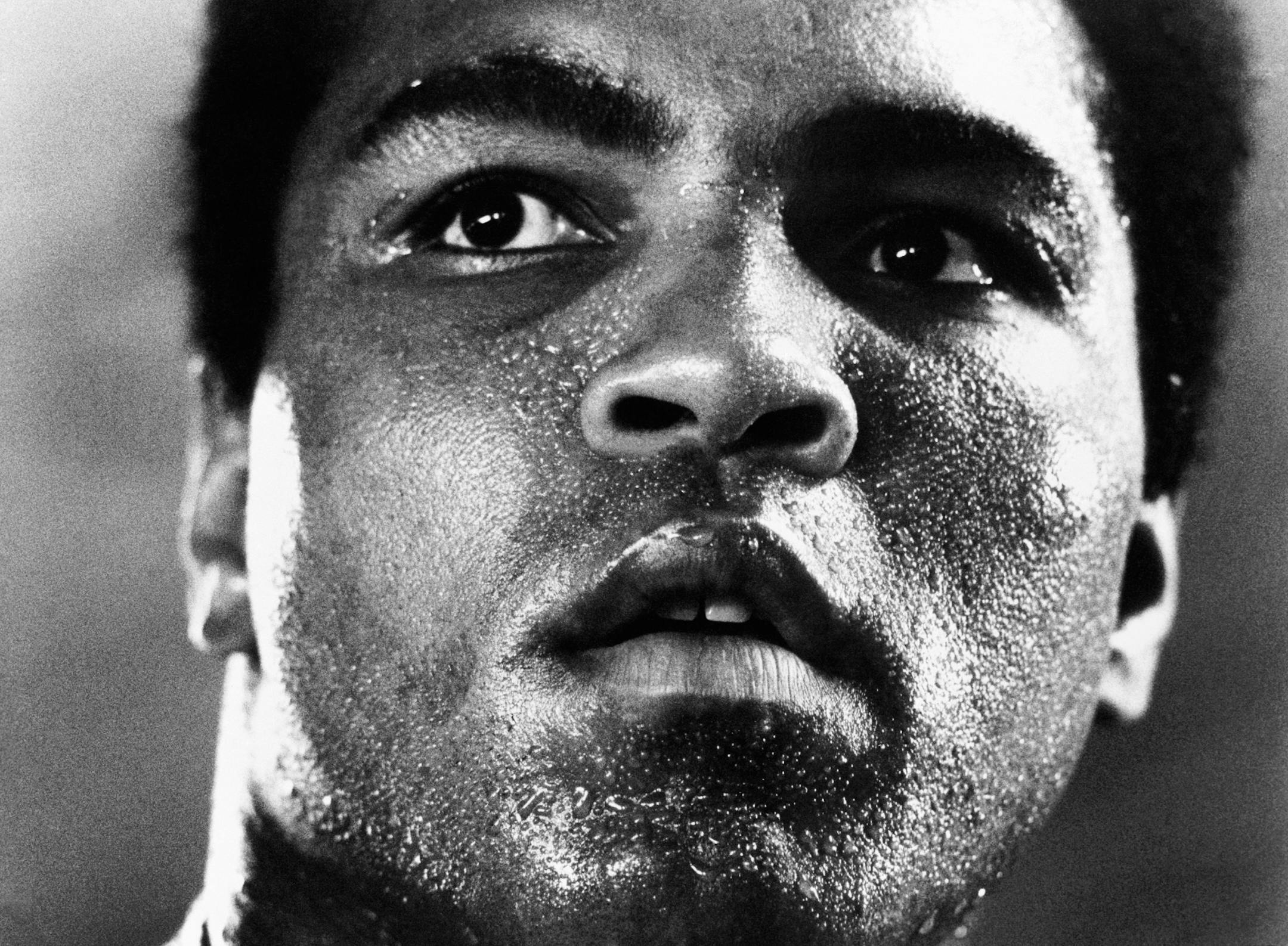 In this 1979 photograph heavyweight boxer Muhammad Ali, considered one of the greatest boxers of all time, trains for an upcoming fight against Earnie Shavers in Deer Lake, Pennsylvania.