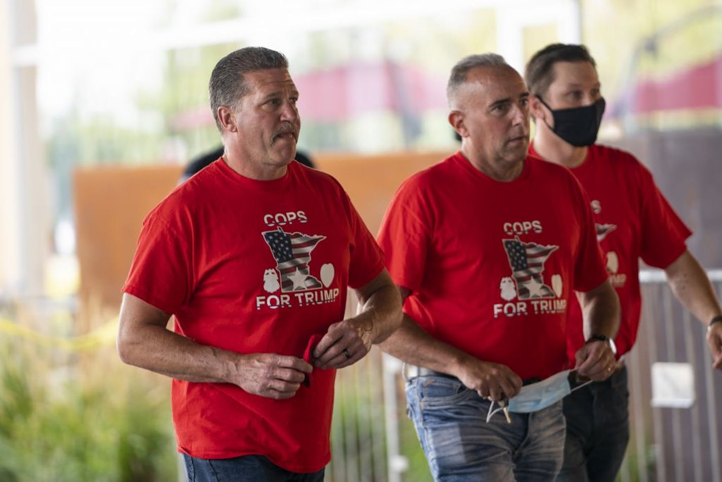 Bob Kroll, left, arrived at a 'Cops for Trump' listening session with Vice President Mike Pence and Ivanka Trump at the InterContinental Minneapolis-St. Paul in Minneapolis, Minn., on Thursday, September 24, 2020.