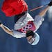 Bobby Brown of the United States jumps during a run in the men's ski slopestyle final at the Rosa Khutor Extreme Park, at the 2014 Winter Olympics, Th