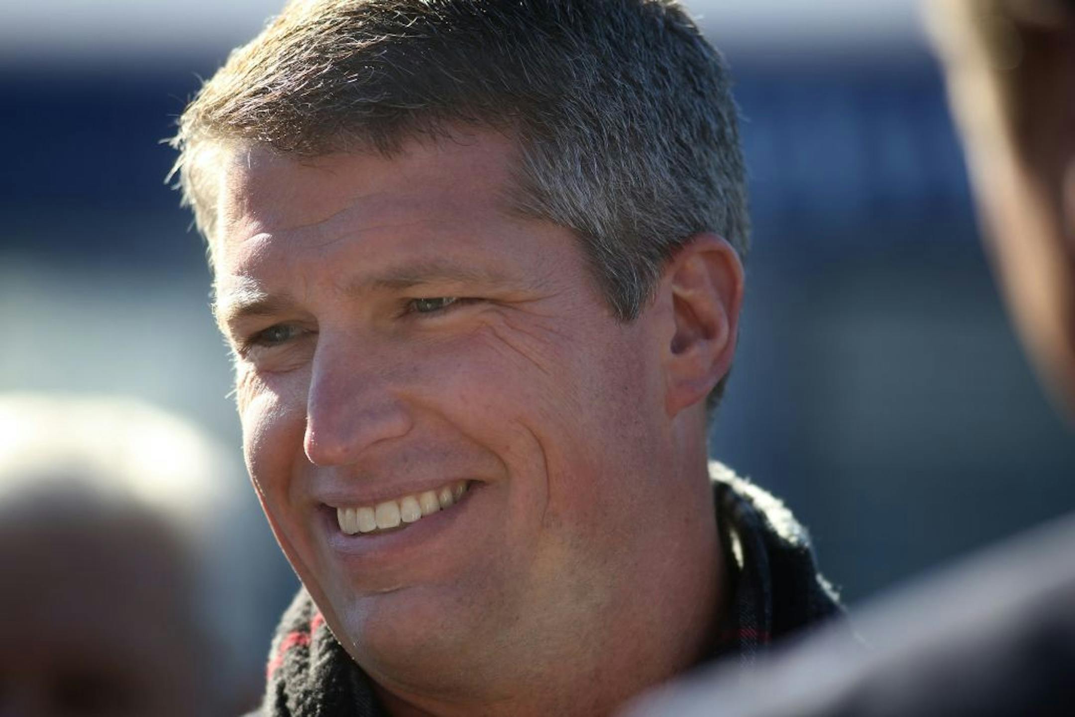 U. S. Senate candidate Kurt Bills stopped to greet supporters at a small rally held in a parking lot at Majestic Oaks Golf Club in Ham Lake. Bills is a high school teacher and state representative who is against incumbent Amy Klobuchar.