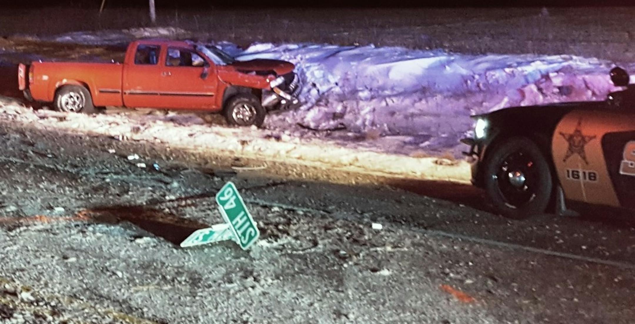 The driver of this pickup truck was thrown to his death in a rollover that occurred with a deputy in pursuit.
